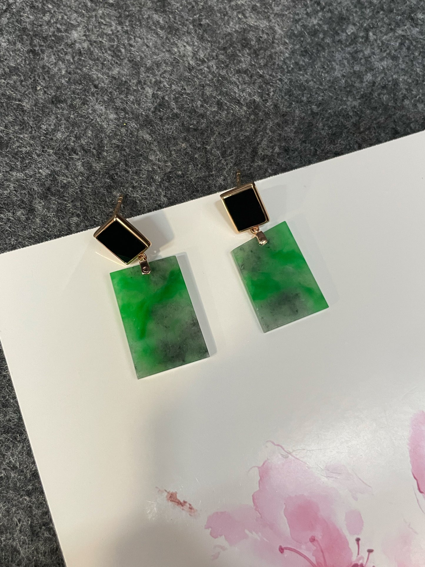 Green With Black Jade Earrings (NJE227)