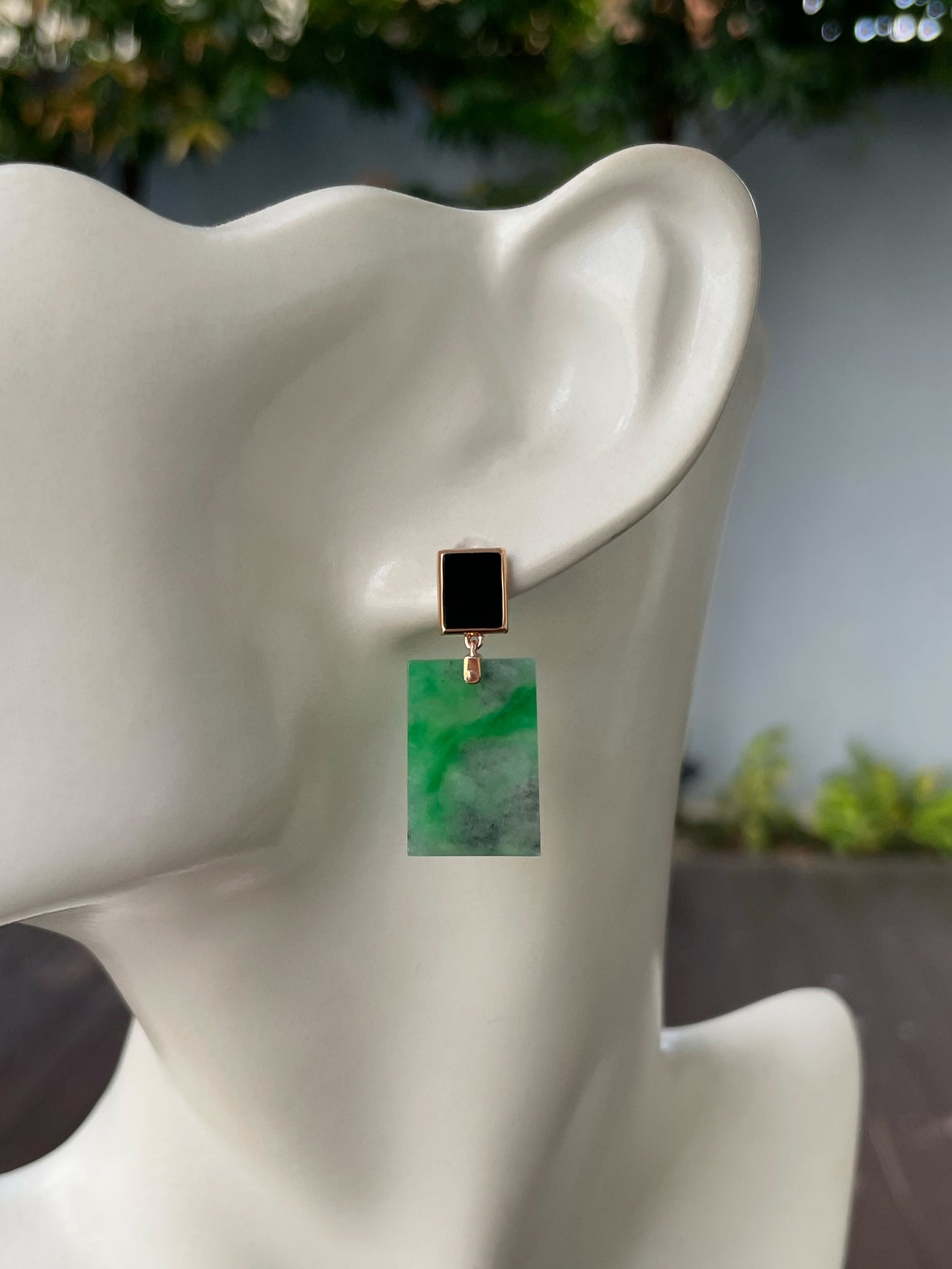 Green With Black Jade Earrings (NJE227)