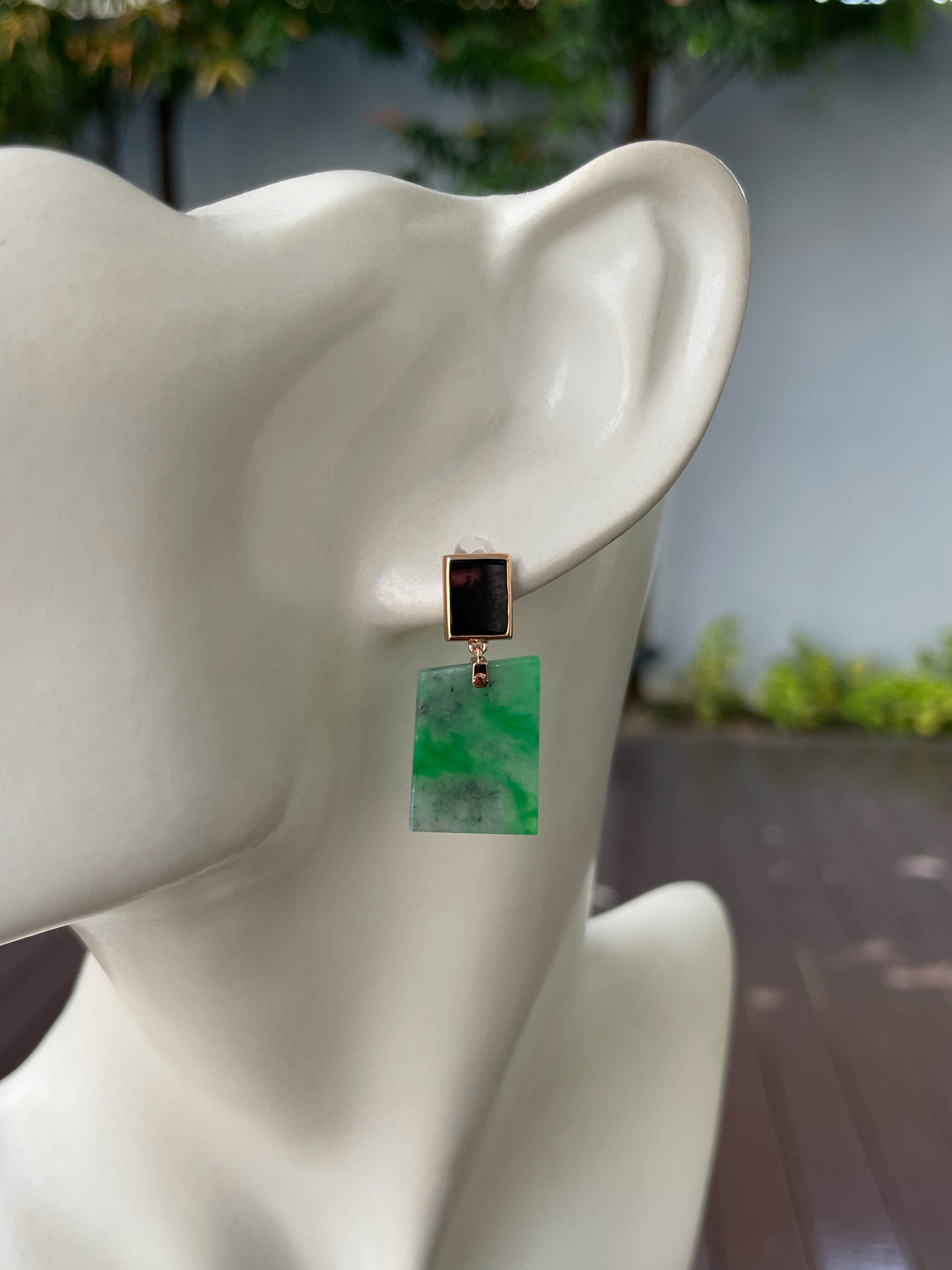 Green With Black Jade Earrings (NJE227)