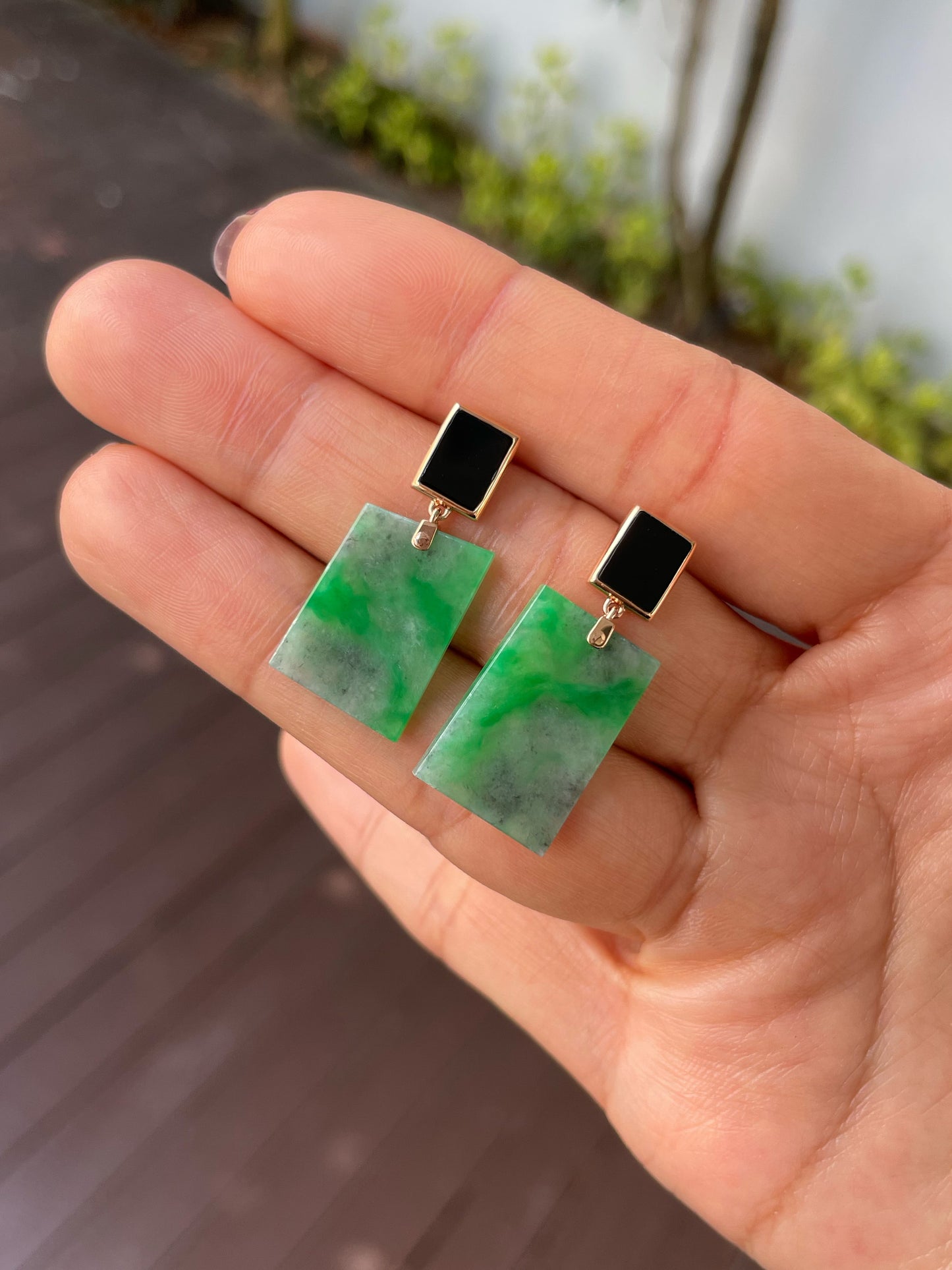 Green With Black Jade Earrings (NJE227)