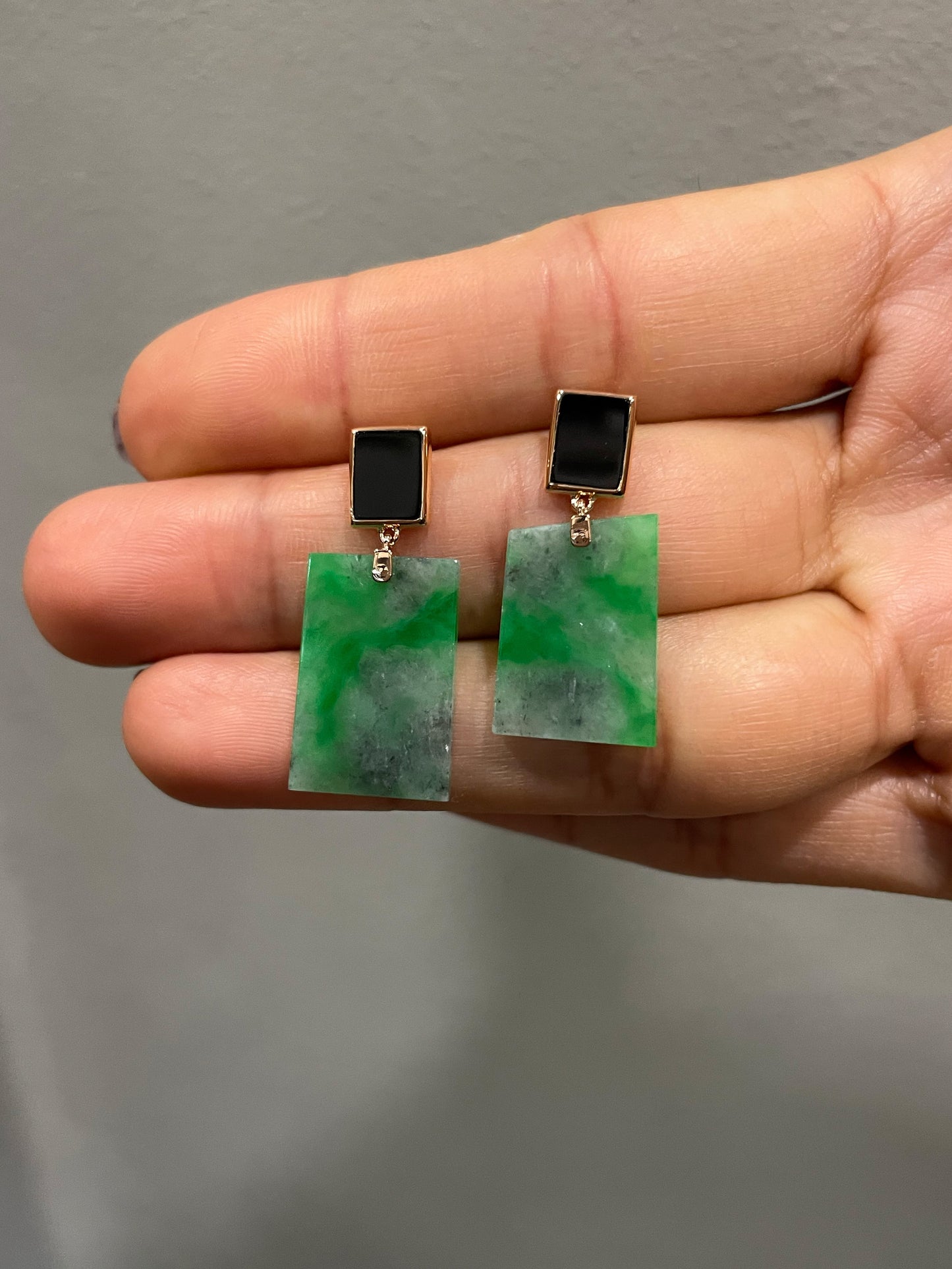 Green With Black Jade Earrings (NJE227)