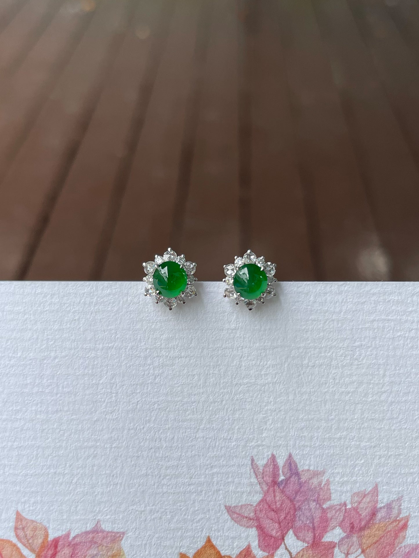 Green Jade Earrings - Cabochons (NJE257)