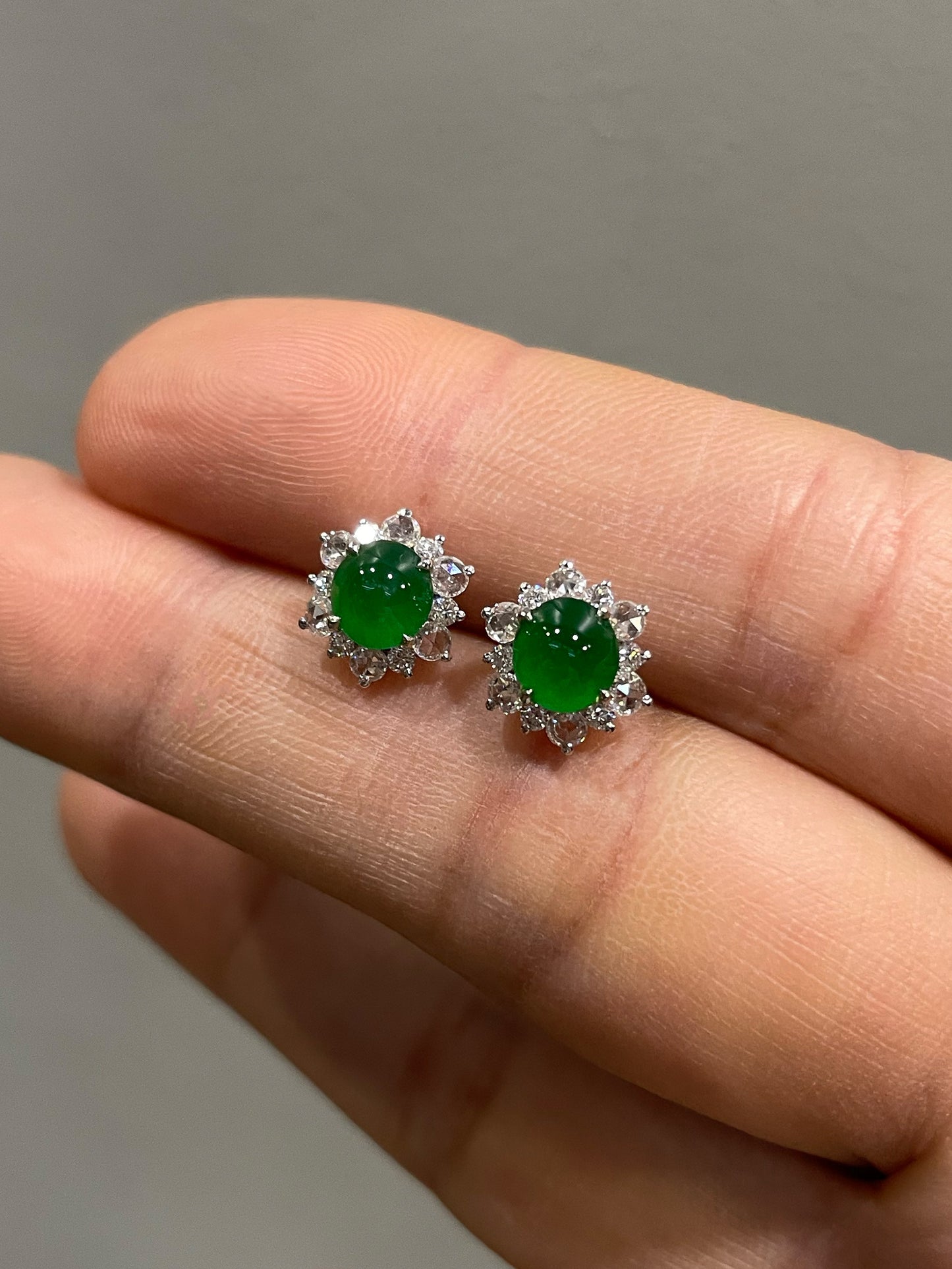 Green Jade Earrings - Cabochons (NJE257)