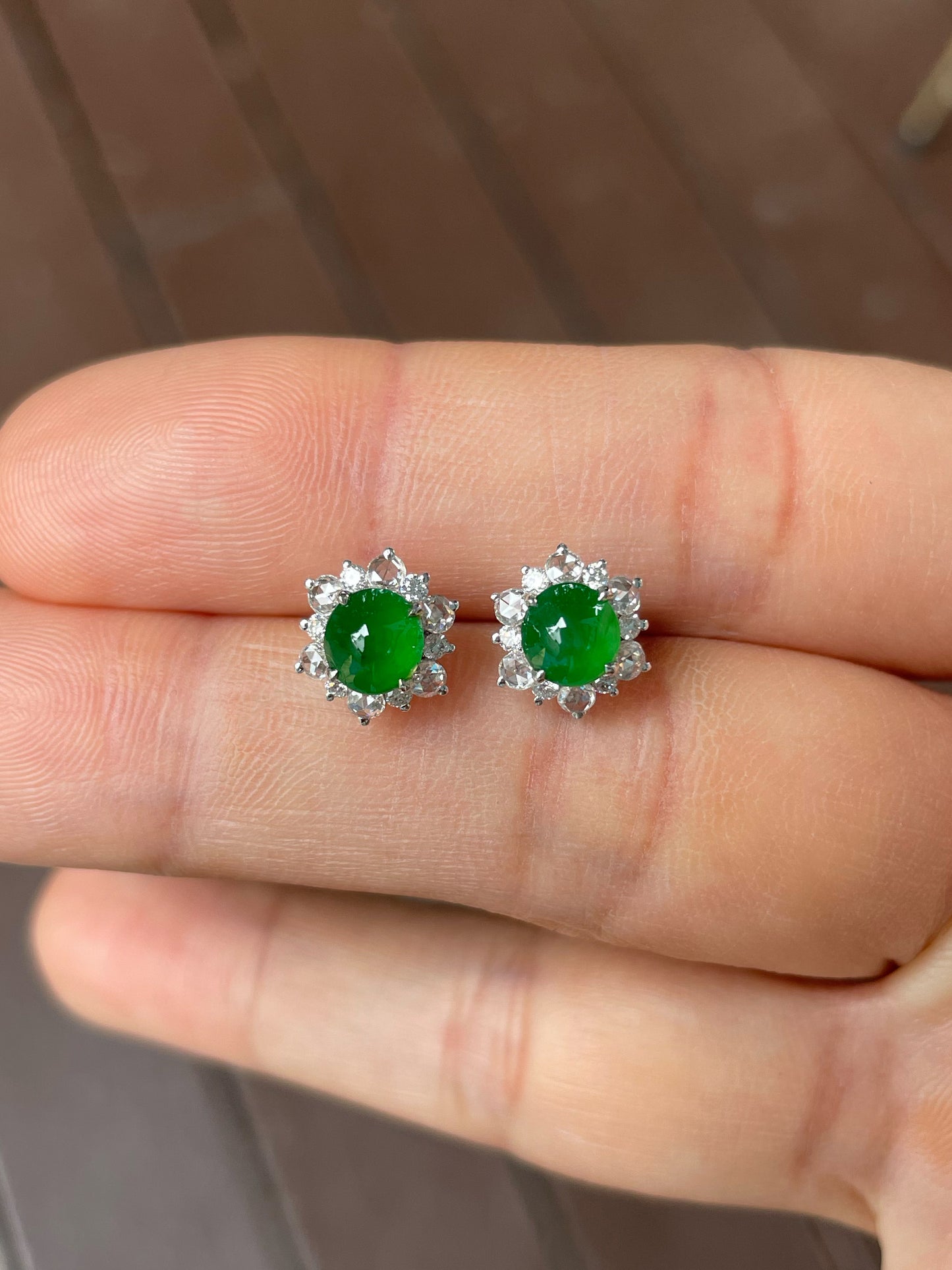 Green Jade Earrings - Cabochons (NJE257)