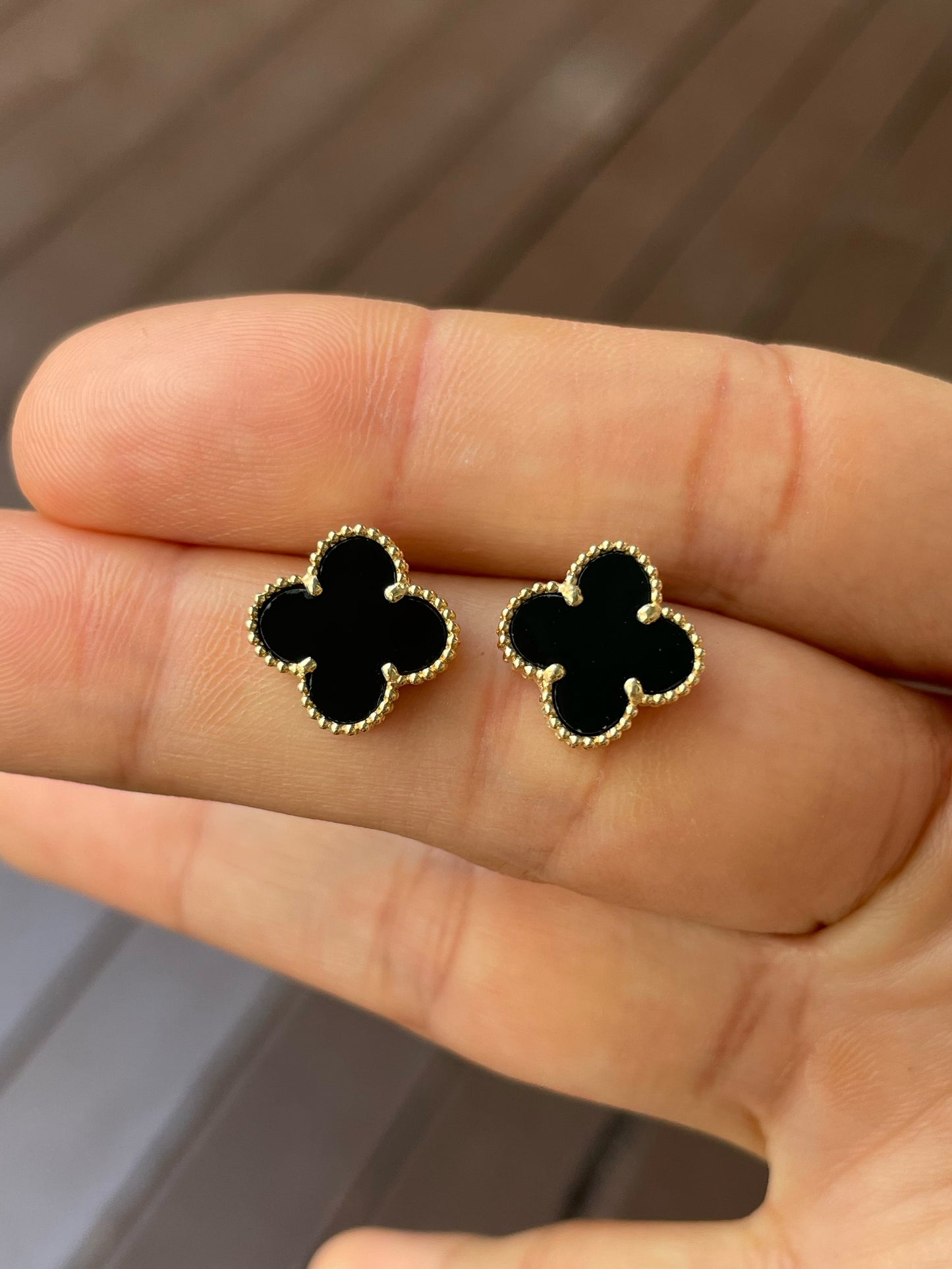 Omphacite Clover Jadeite Earrings (NJE230)