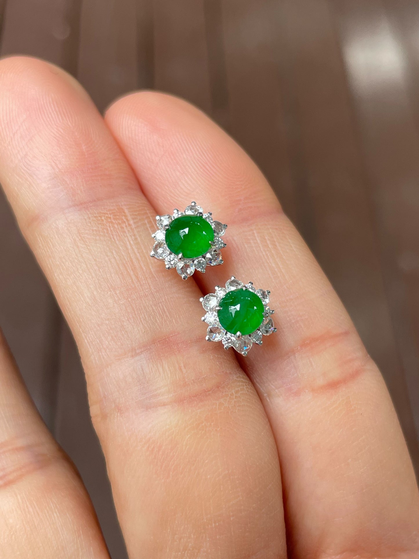 Green Jade Earrings - Cabochons (NJE257)