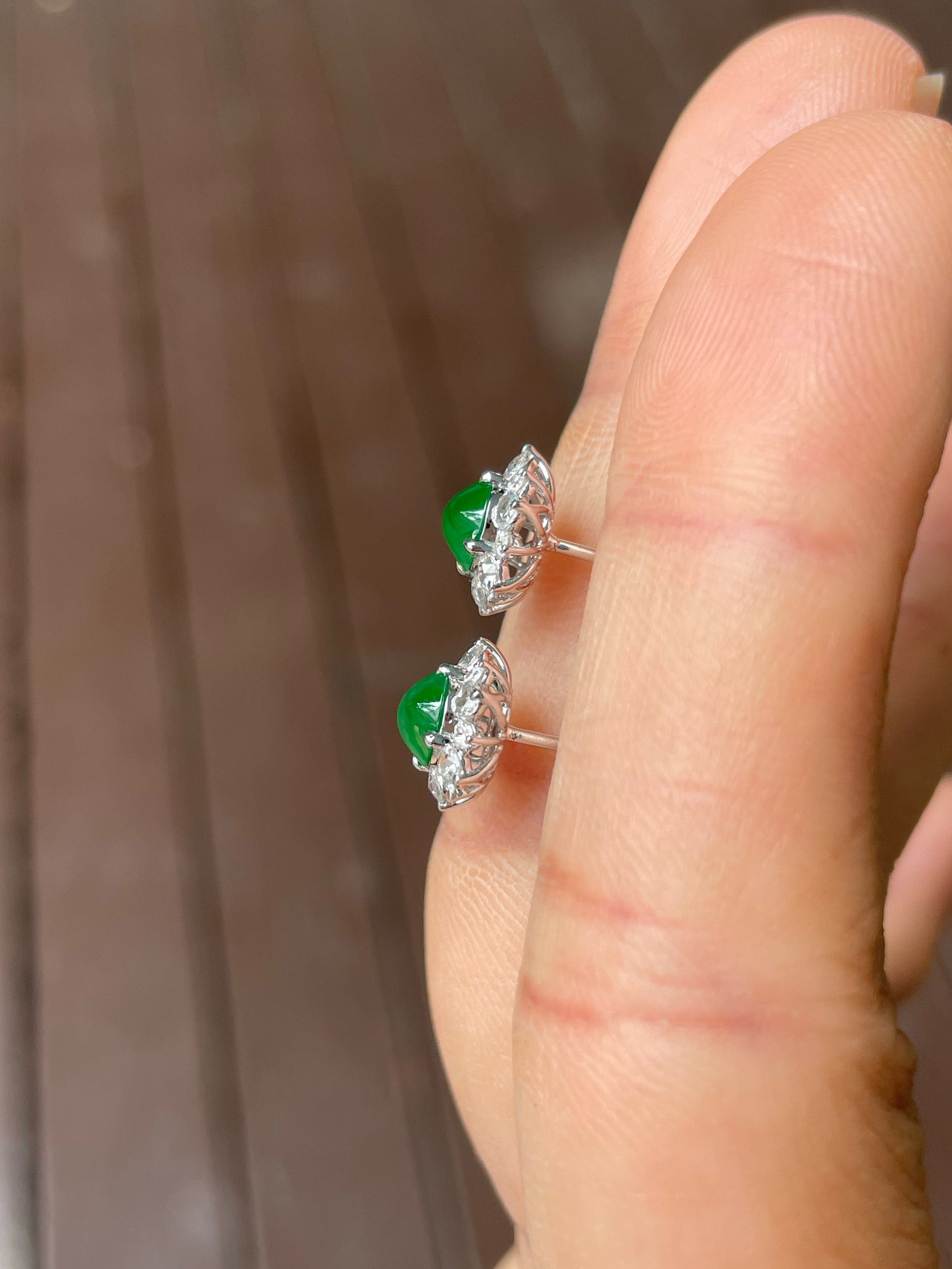 Green Jade Earrings - Cabochons (NJE257)