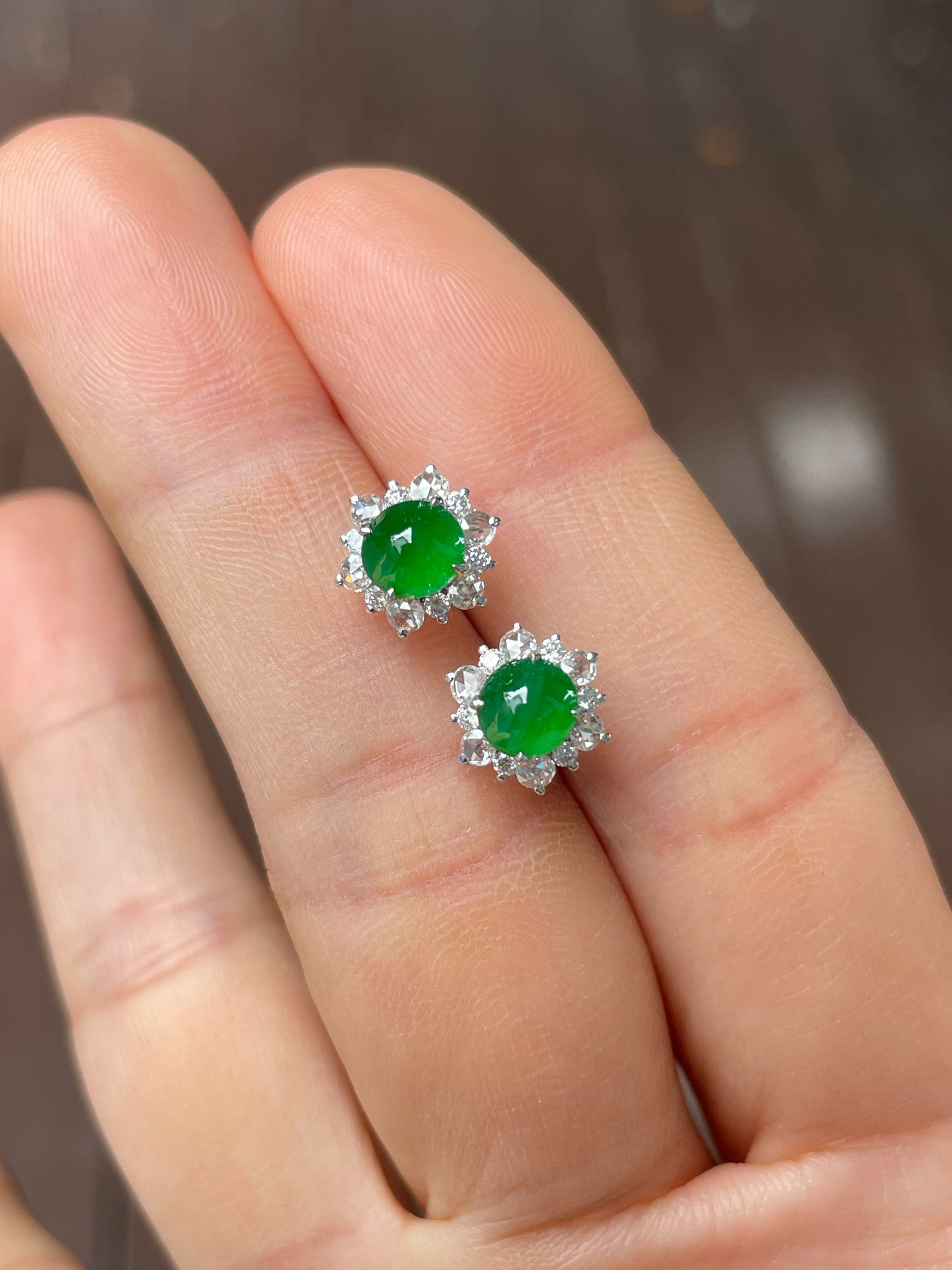 Green Jade Earrings - Cabochons (NJE257)