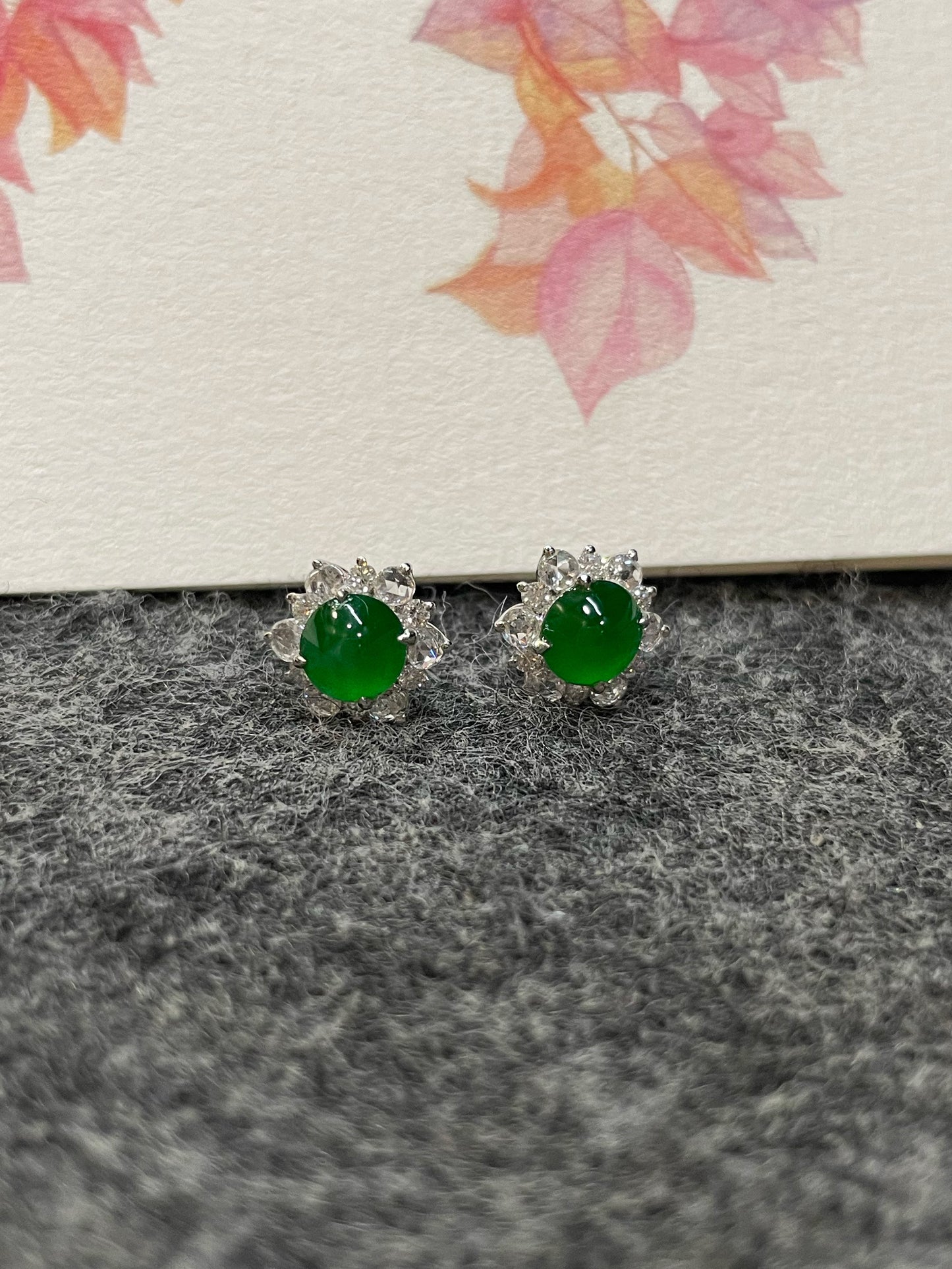 Green Jade Earrings - Cabochons (NJE257)