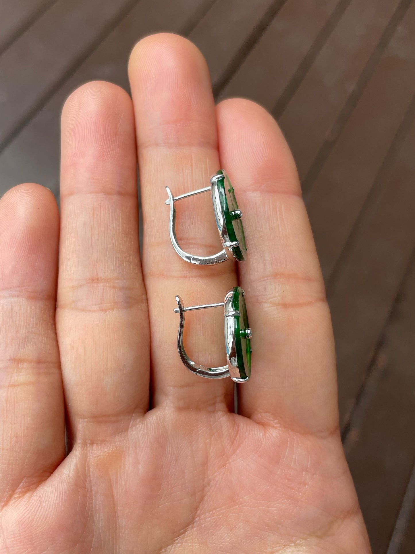 Green Jadeite Safety Coin Earrings - 平安扣 (NJE235)