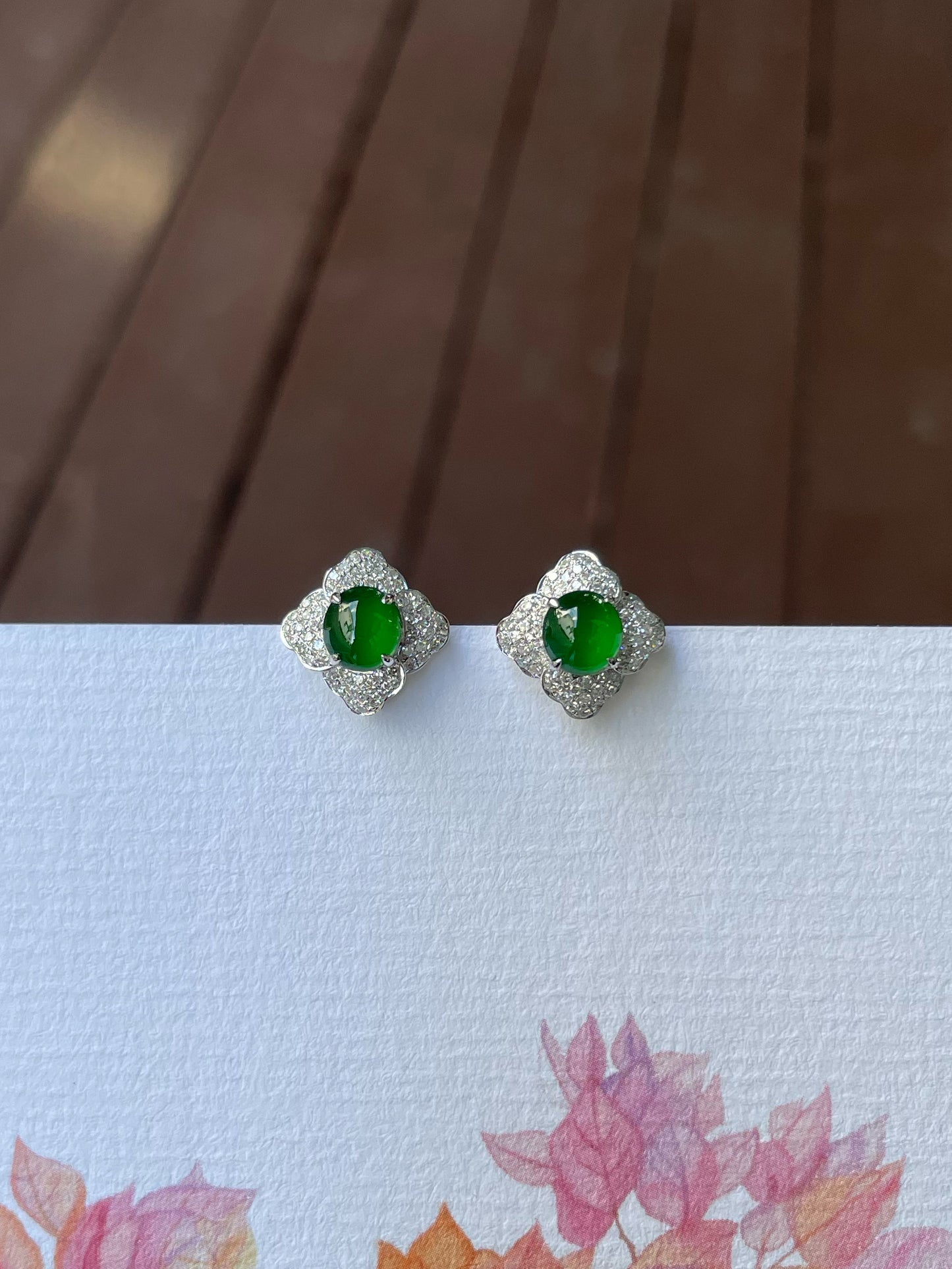 Green Jade Earrings - Cabochons (NJE237)