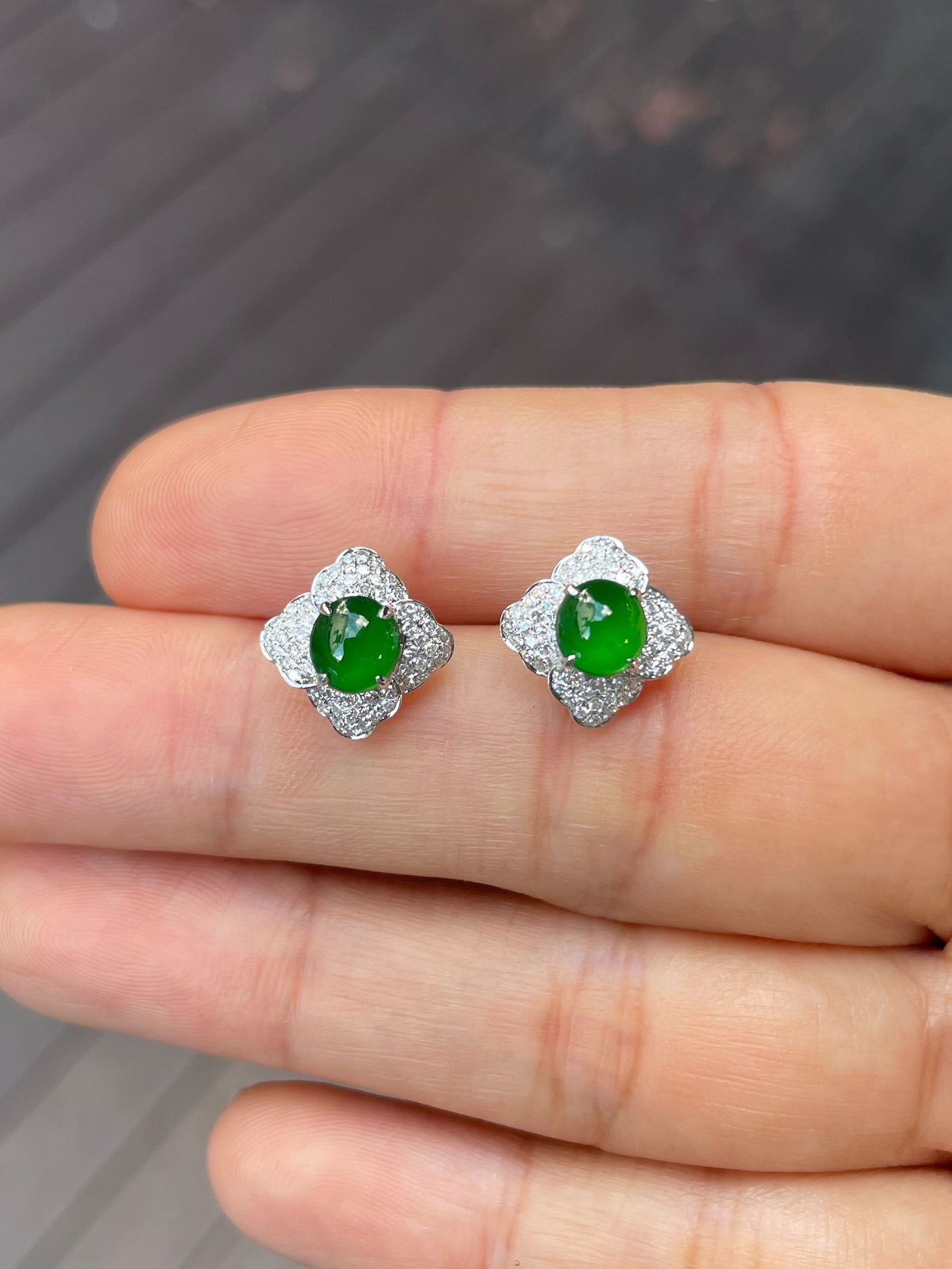 Green Jade Earrings - Cabochons (NJE237)