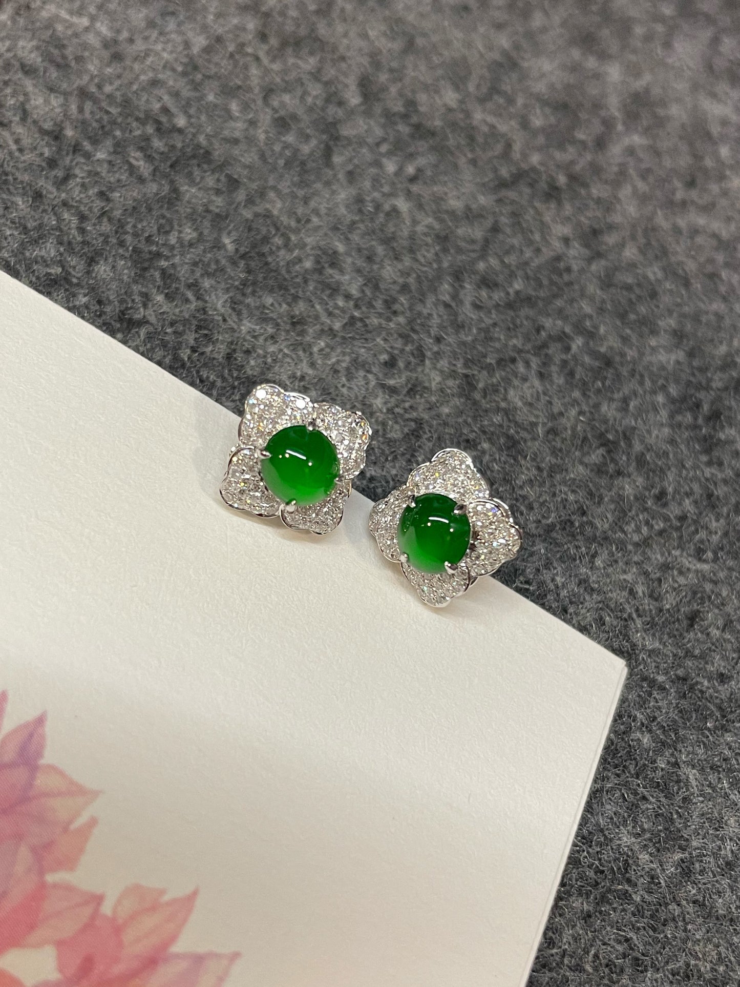 Green Jade Earrings - Cabochons (NJE237)