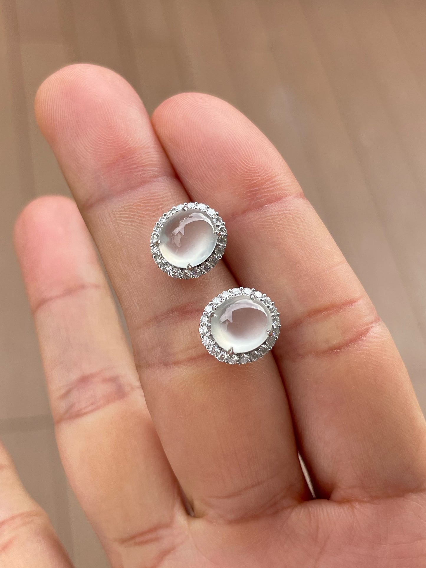 Glassy Jade Cabochon Earrings (NJE261)