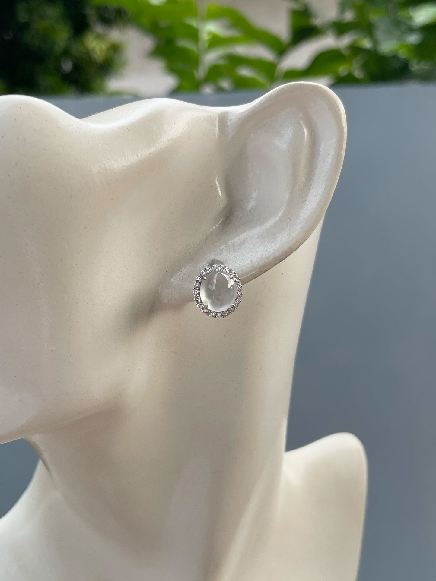 Glassy Jade Cabochon Earrings (NJE261)