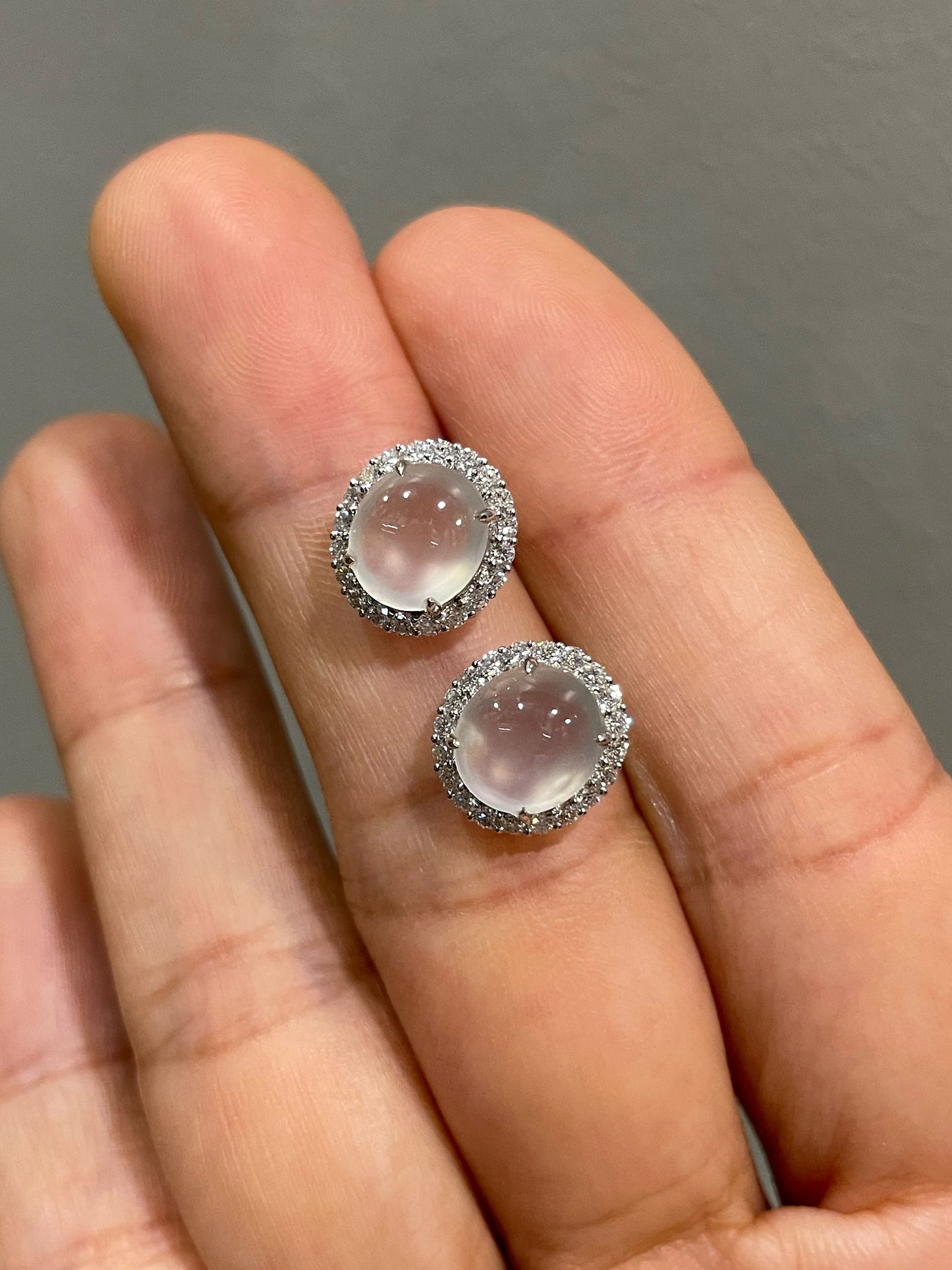 Glassy Jade Cabochon Earrings (NJE261)