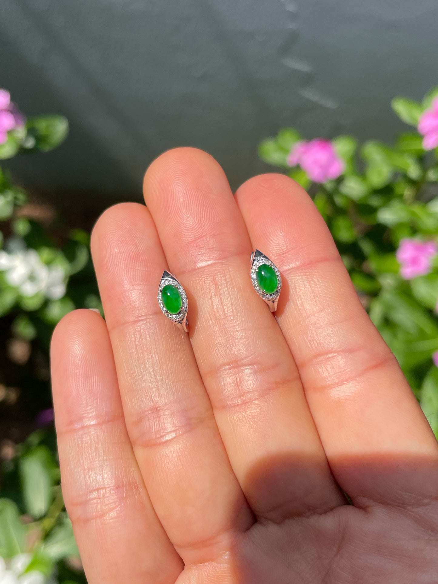 Green Jade Earrings - Cabochons (NJE263)
