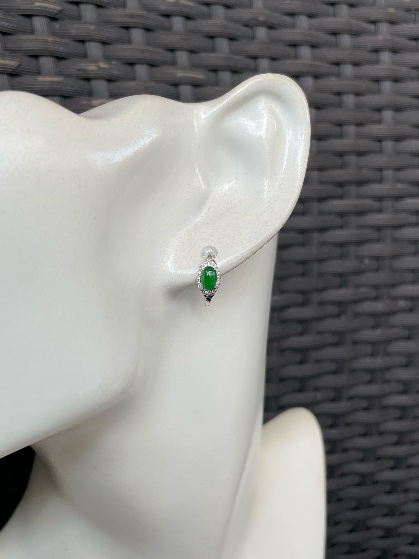 Green Jade Earrings - Cabochons (NJE263)