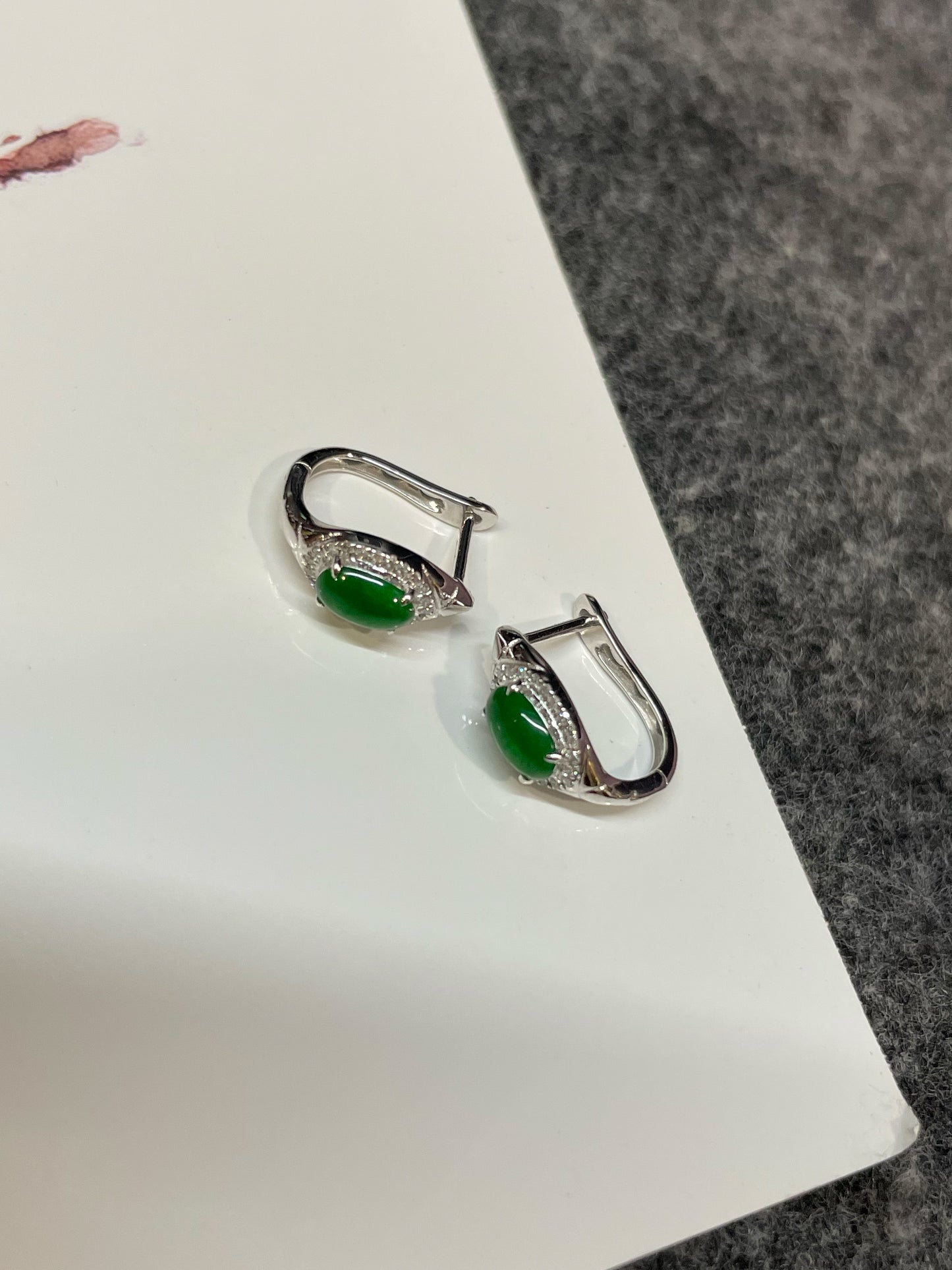 Green Jade Earrings - Cabochons (NJE263)