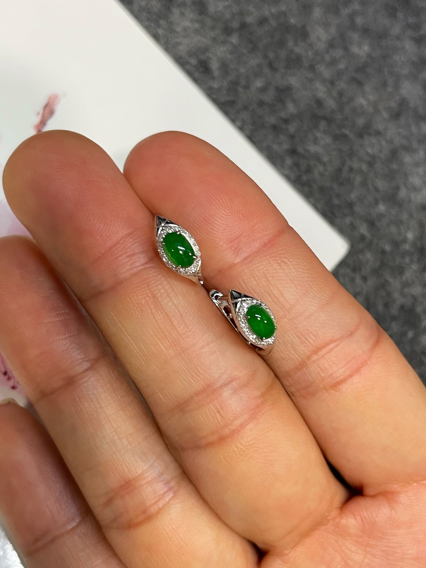 Green Jade Earrings - Cabochons (NJE263)