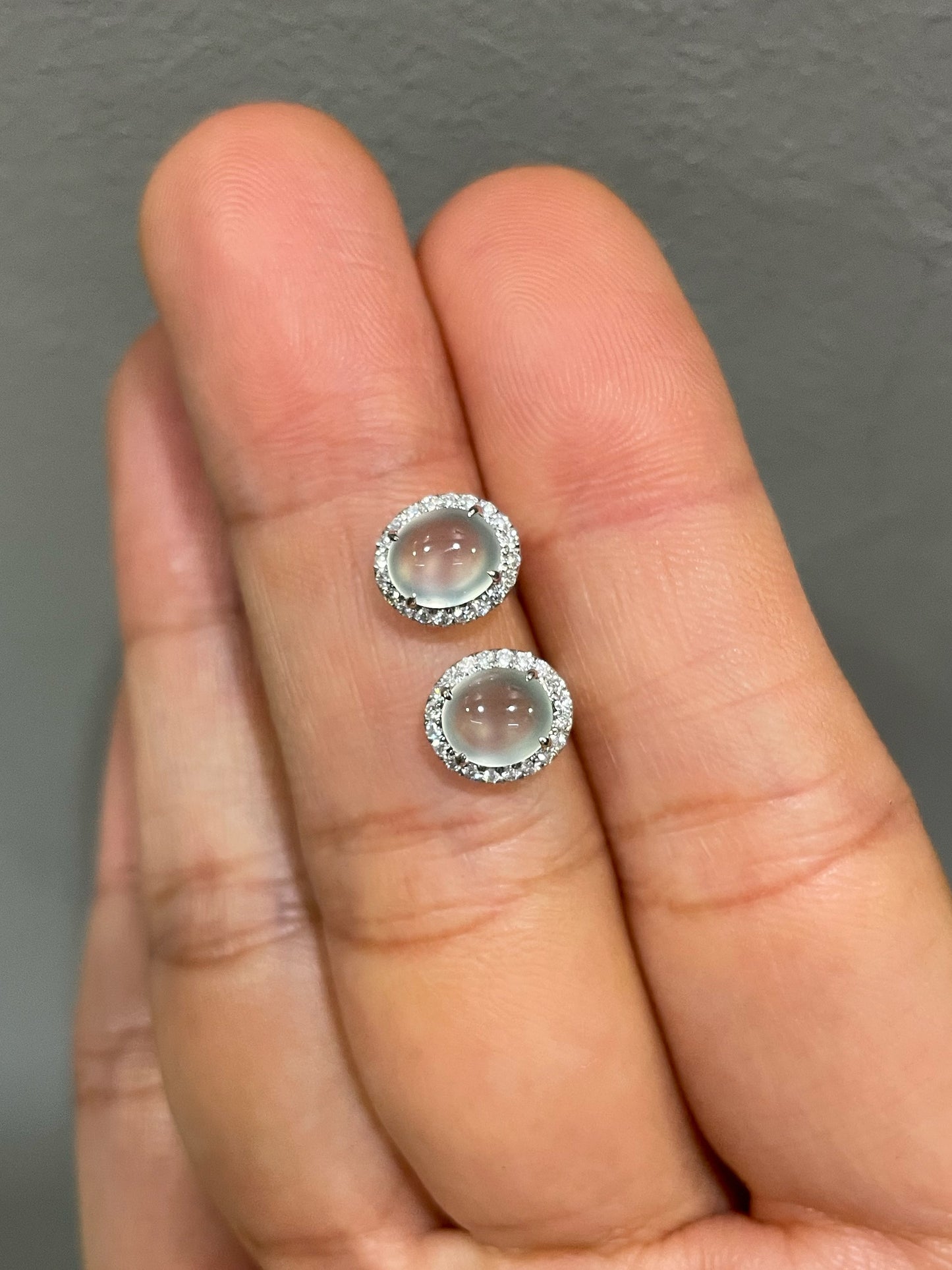 Glassy Jade Cabochon Earrings (NJE268)