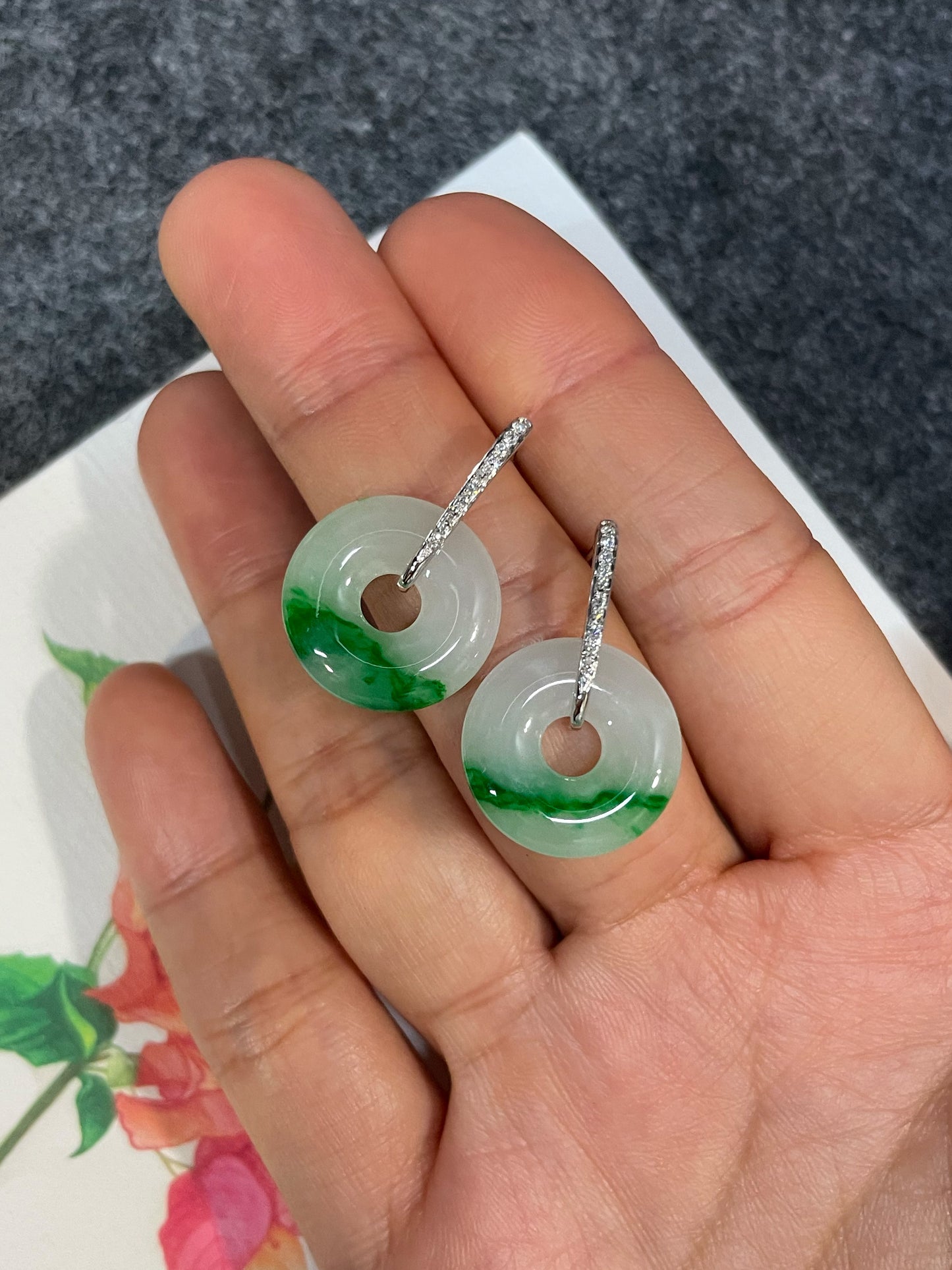 Green Jade Earrings - Safety Coin (NJE269)
