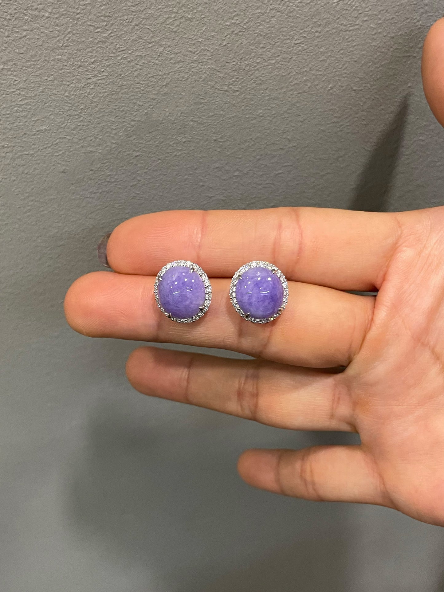 Lavender Jade Cabochon Earrings (NJE275)