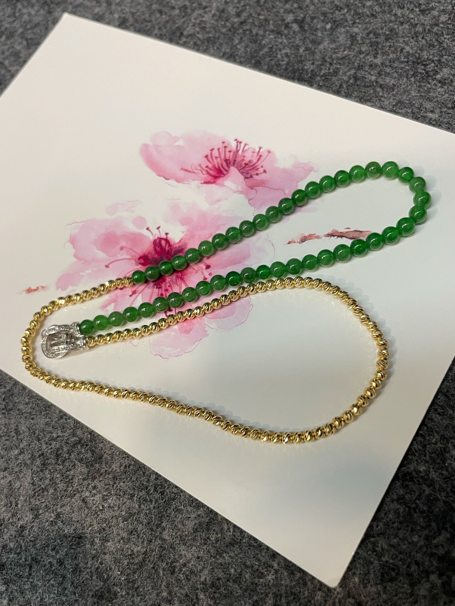 Green Jade Necklace - Round Beads (NJN033)