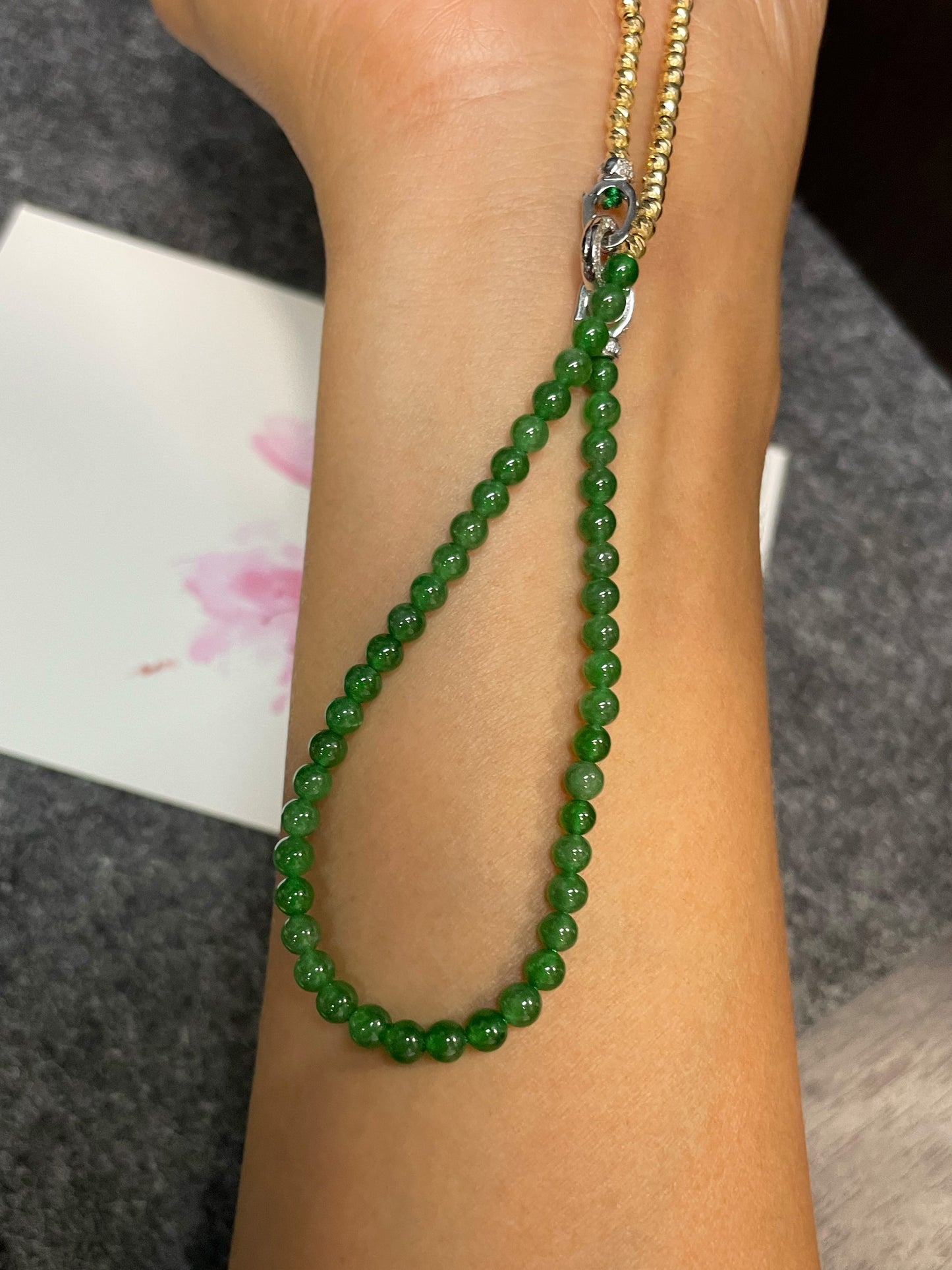 Green Jade Necklace - Round Beads (NJN033)