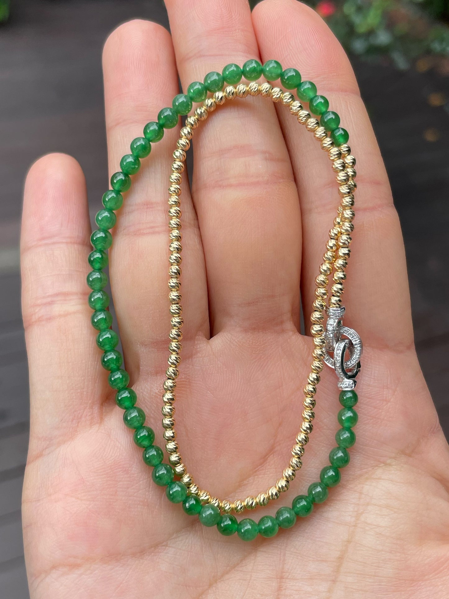 Green Jade Necklace - Round Beads (NJN033)