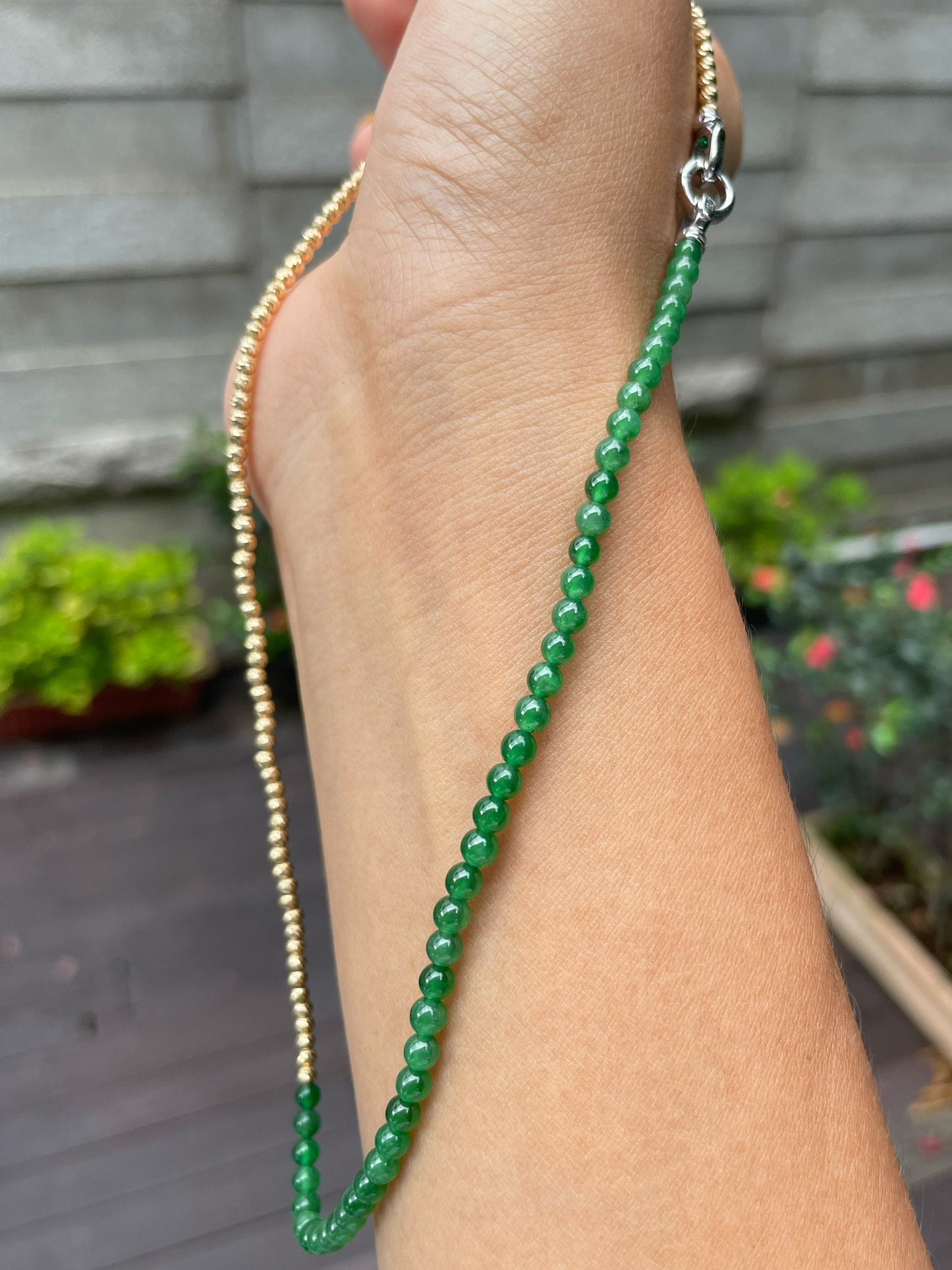Green Jade Necklace - Round Beads (NJN033)