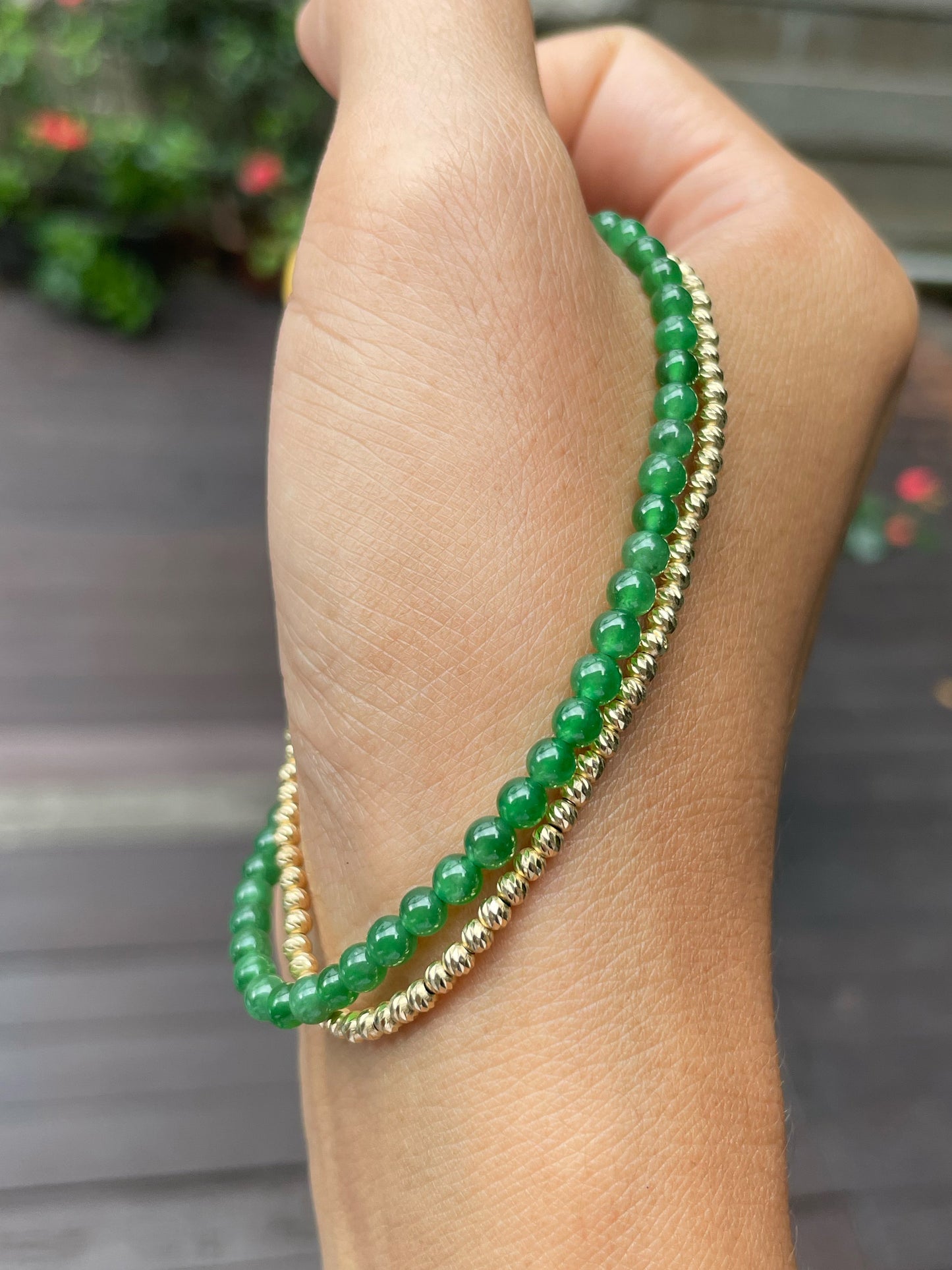 Green Jade Necklace - Round Beads (NJN033)