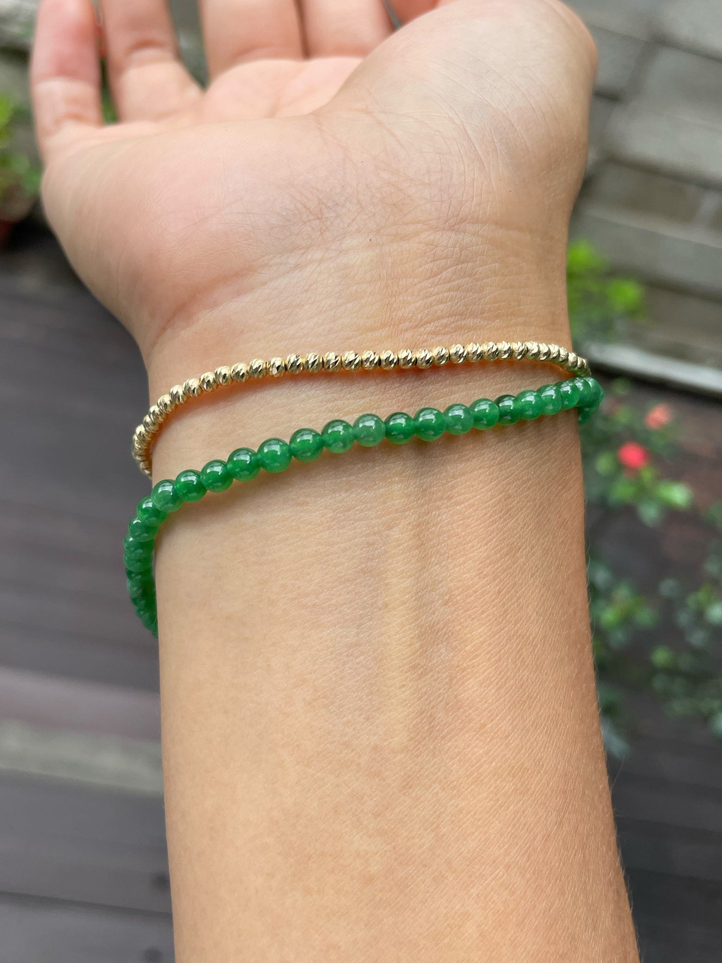 Green Jade Necklace - Round Beads (NJN033)