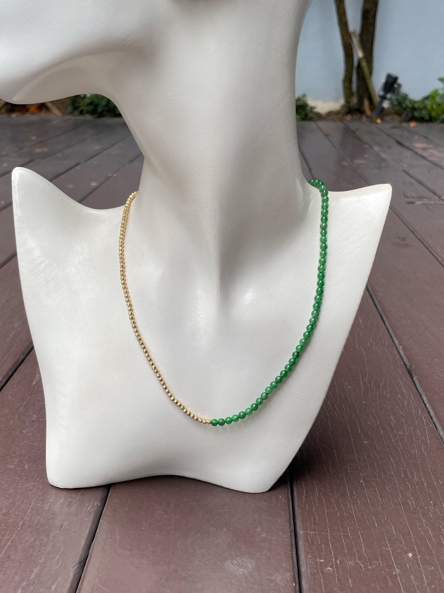Green Jade Necklace - Round Beads (NJN033)