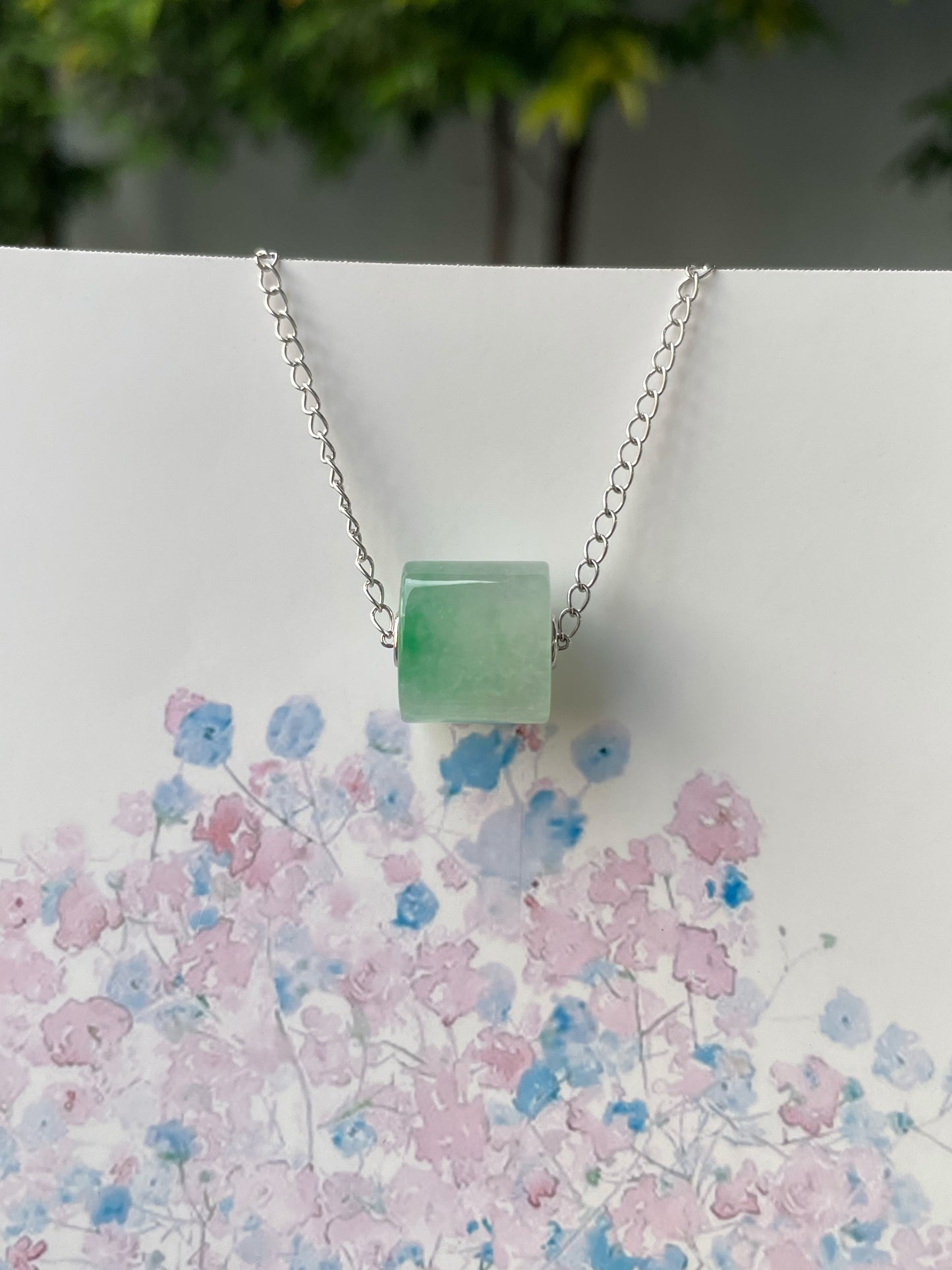 Icy Green Jade Barrel Necklace - Lu Lu Tong 路路通 (NJN035)