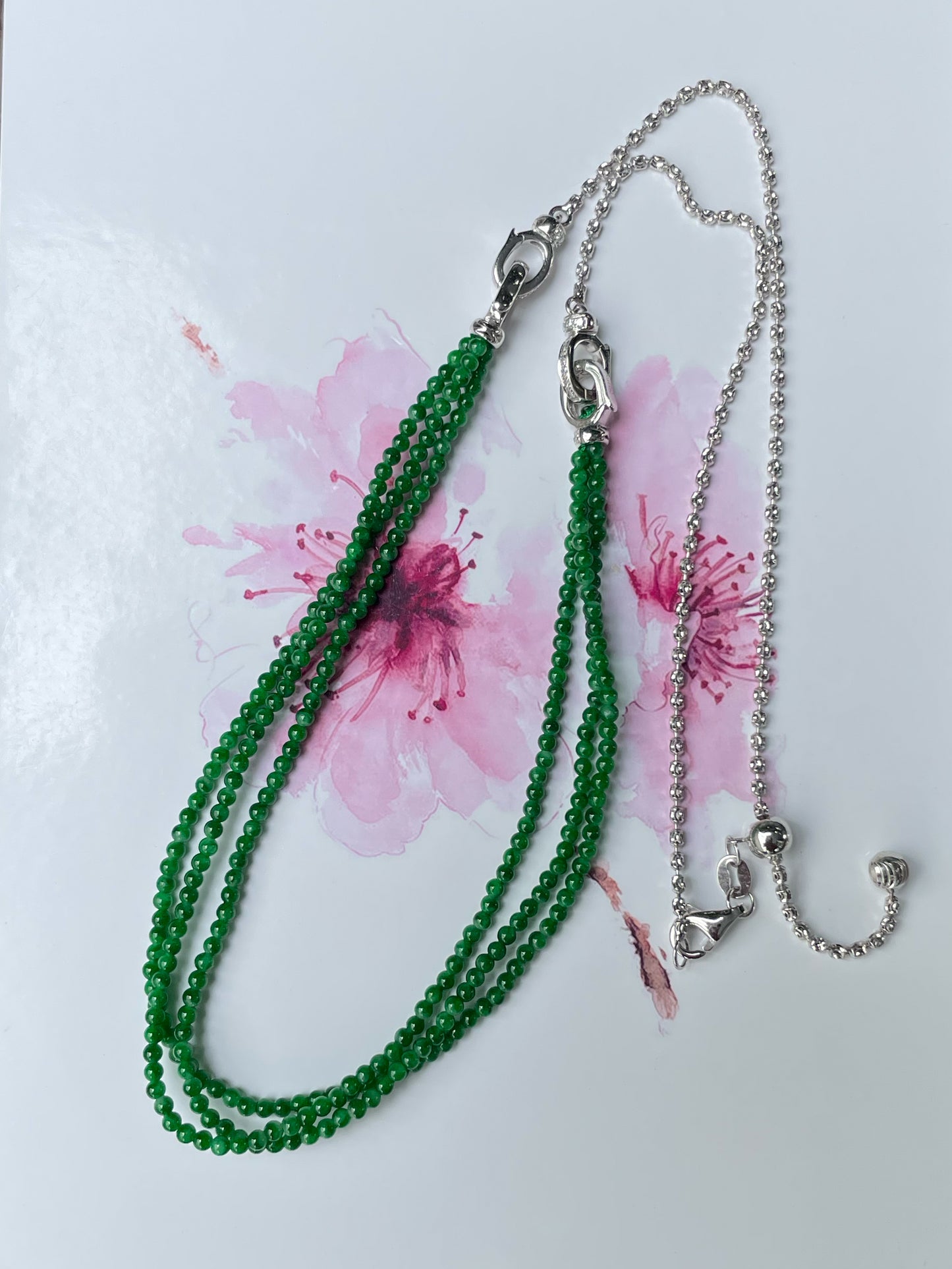 Green Jade Necklace / Bracelet - Round Beads (NJN038)