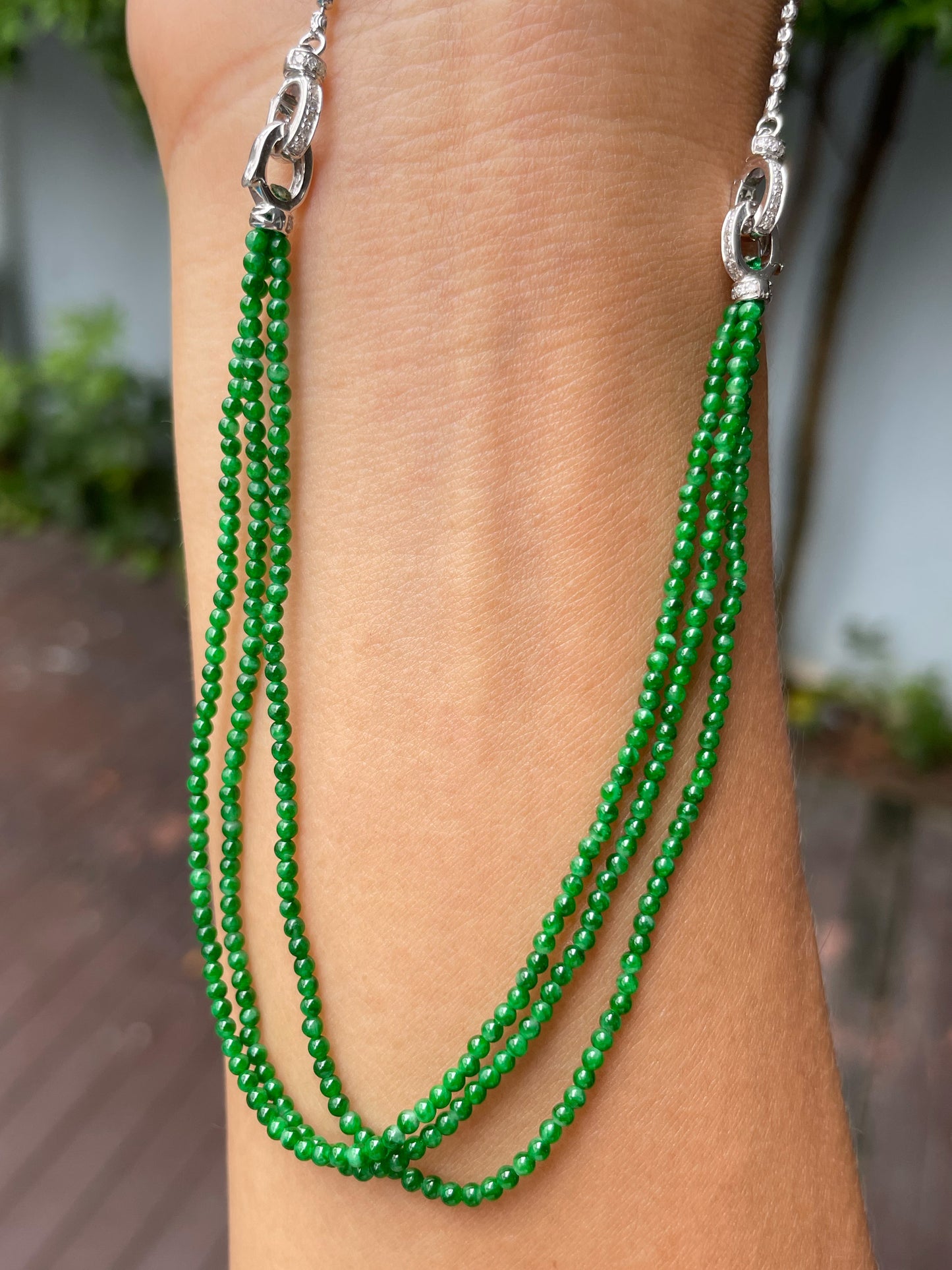 Green Jade Necklace / Bracelet - Round Beads (NJN038)