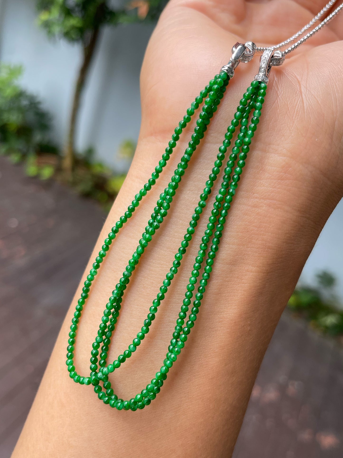 Green Jade Necklace / Bracelet - Round Beads (NJN038)