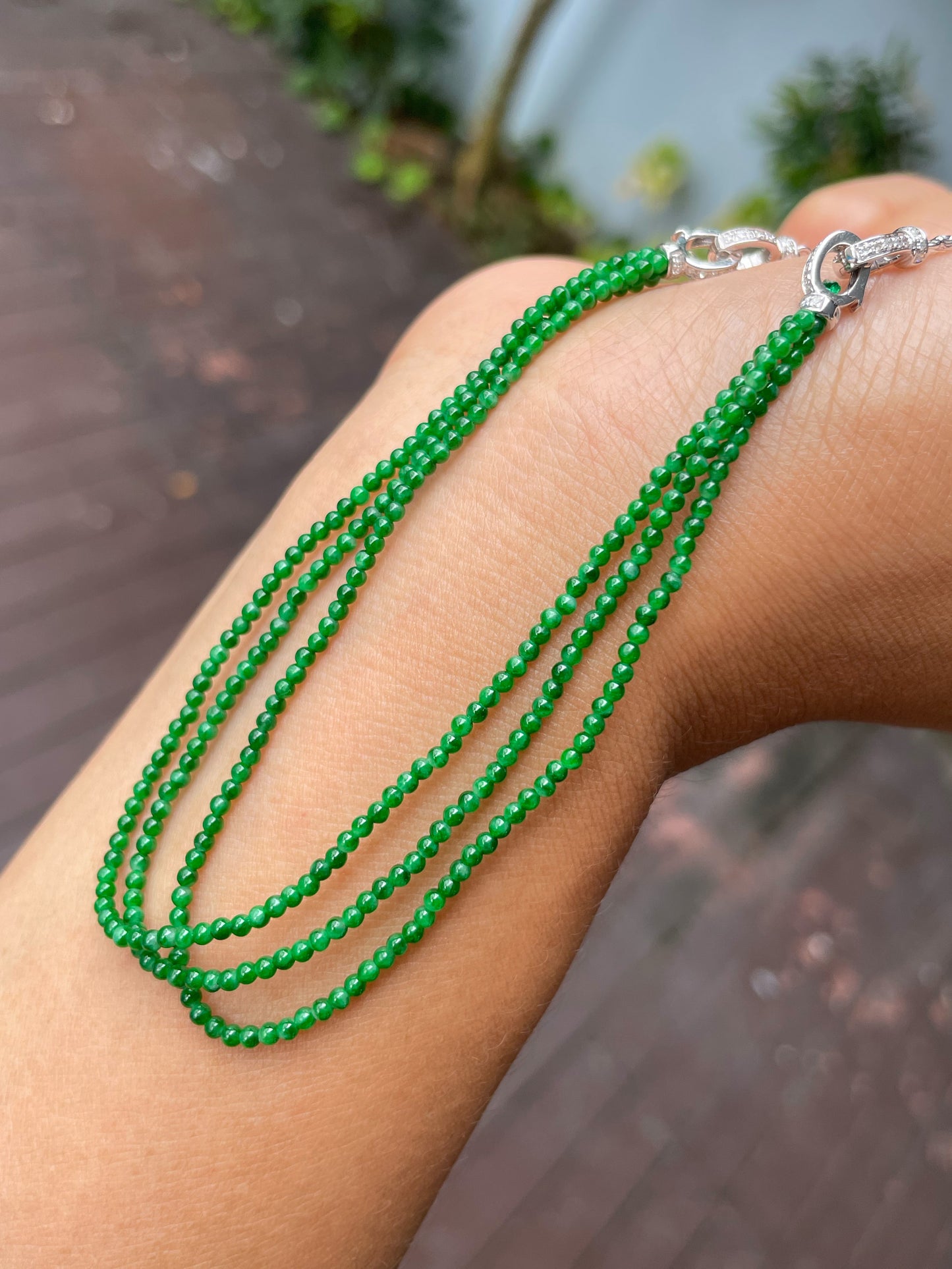 Green Jade Necklace / Bracelet - Round Beads (NJN038)