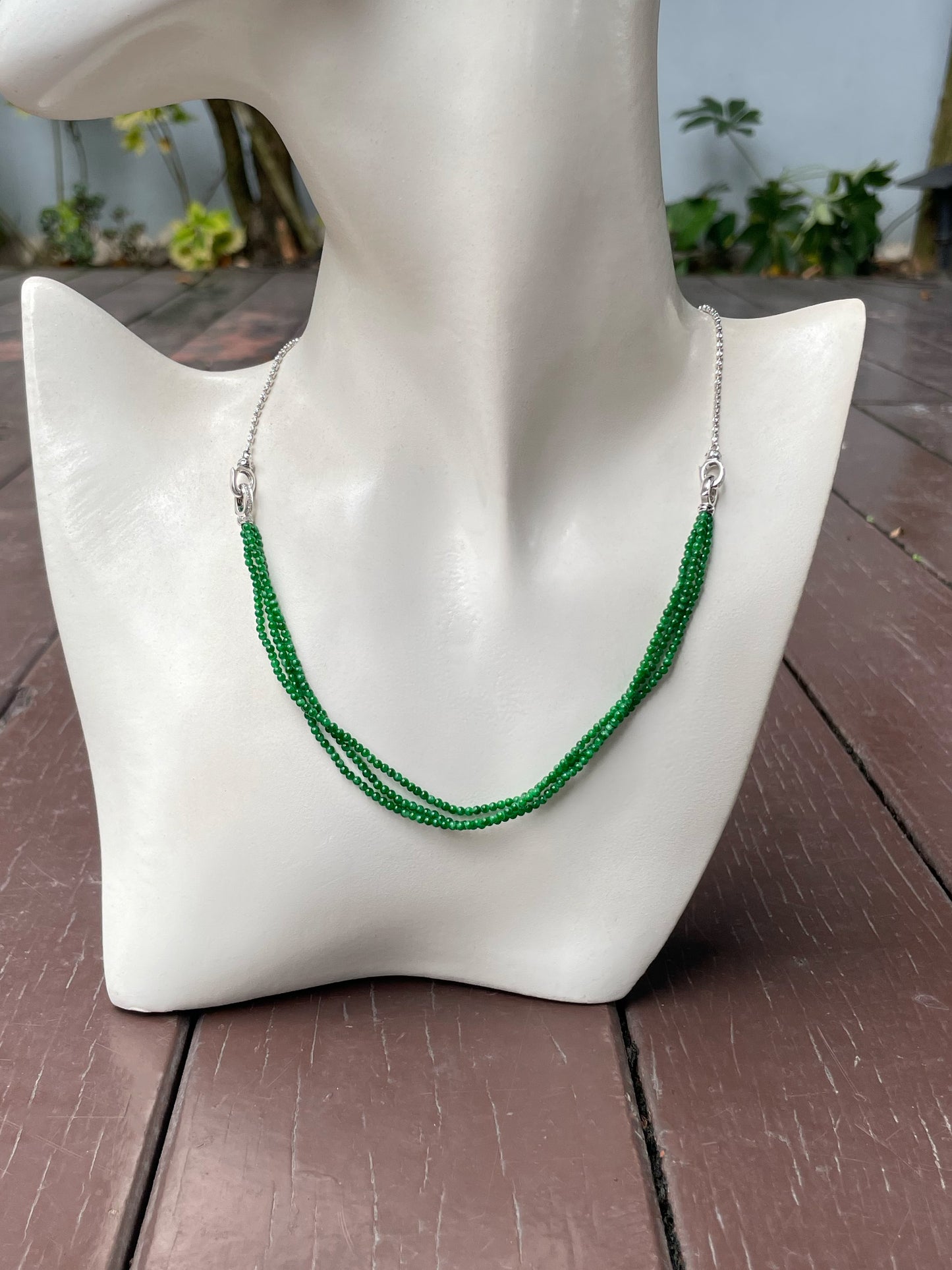 Green Jade Necklace / Bracelet - Round Beads (NJN038)
