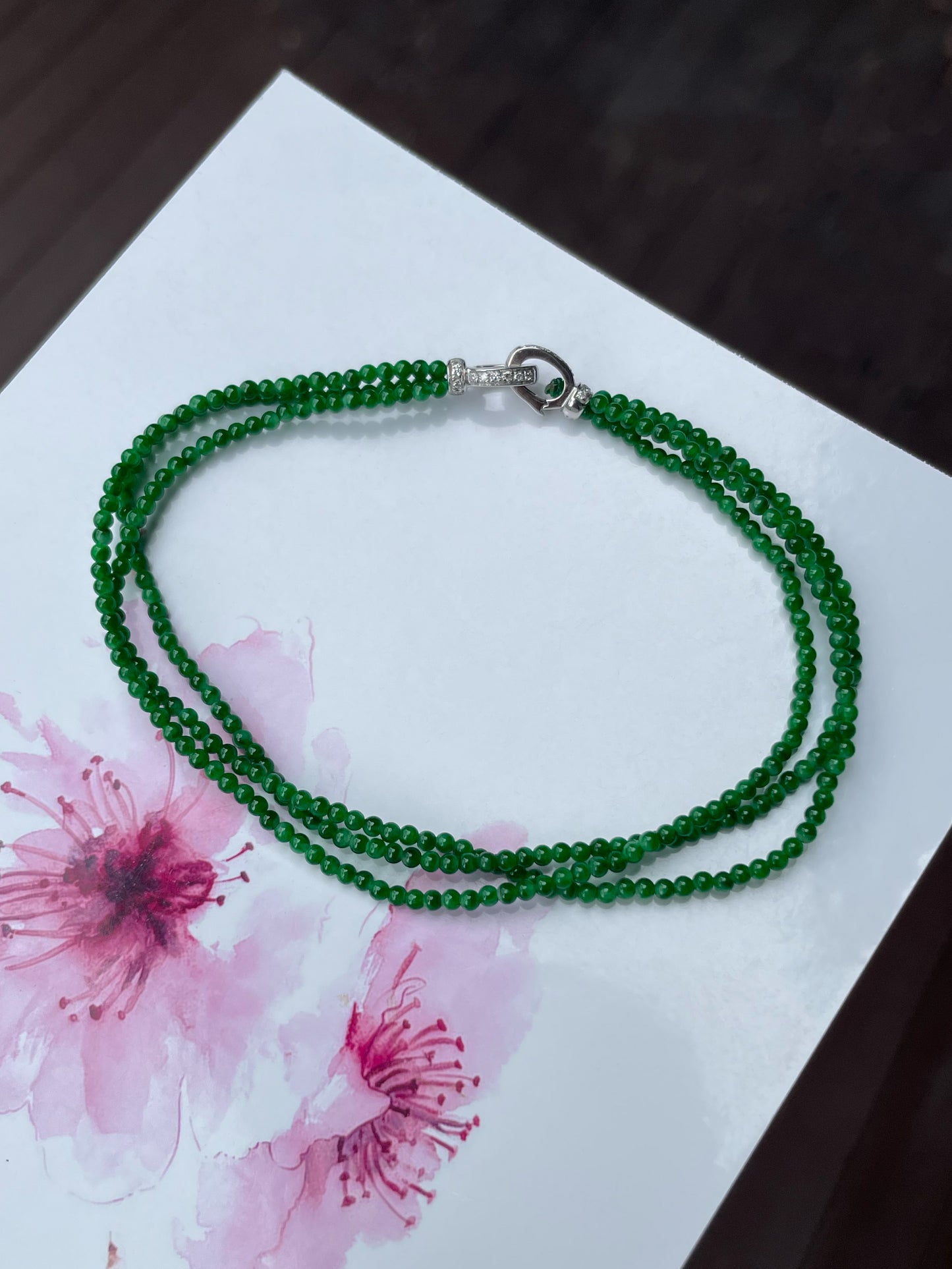 Green Jade Necklace / Bracelet - Round Beads (NJN038)