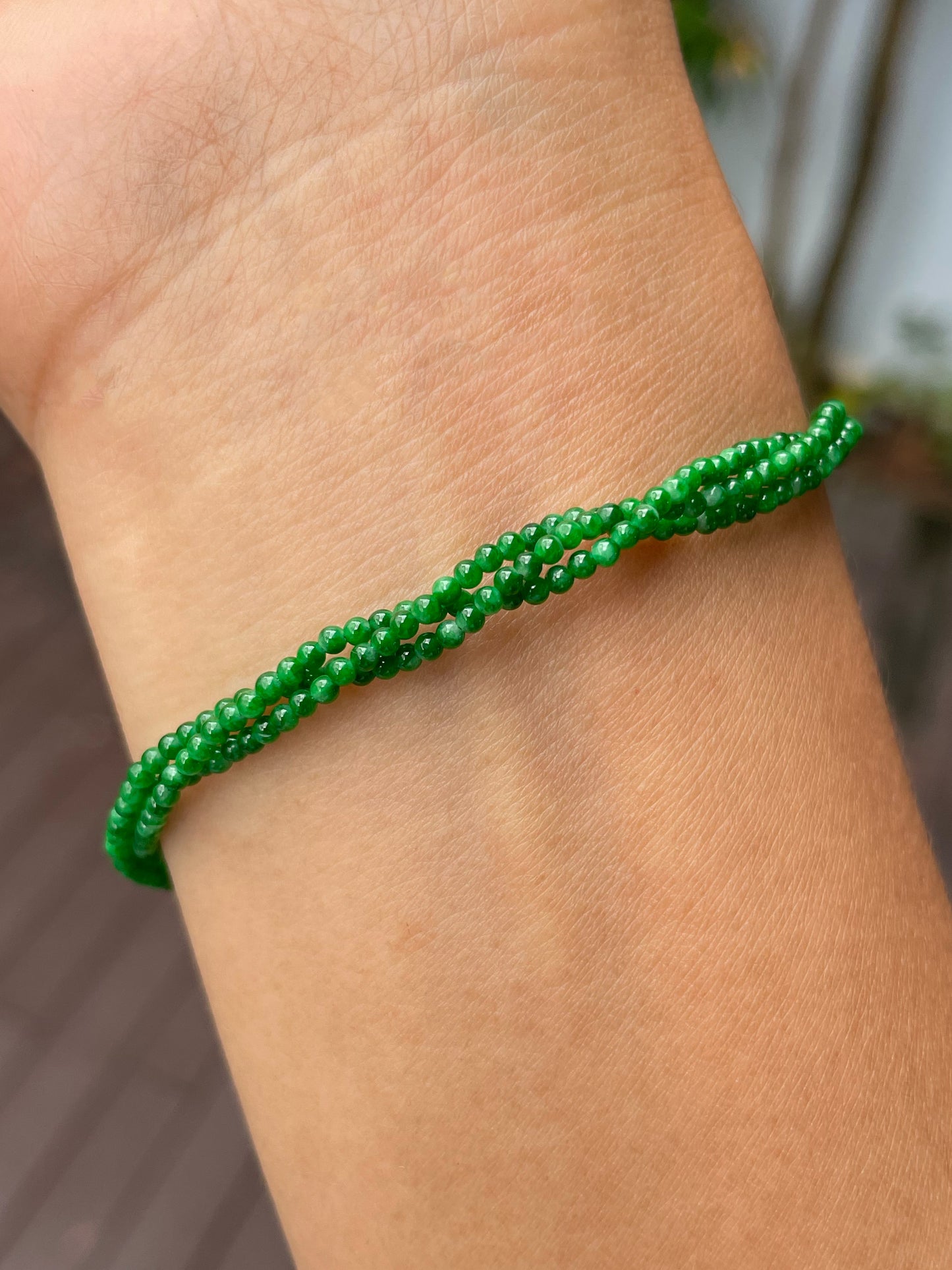 Green Jade Necklace / Bracelet - Round Beads (NJN038)