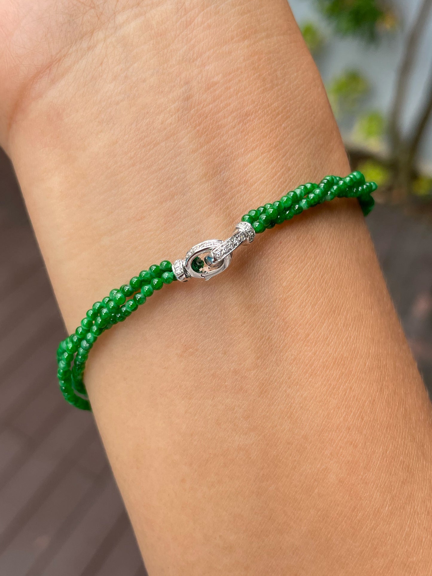 Green Jade Necklace / Bracelet - Round Beads (NJN038)