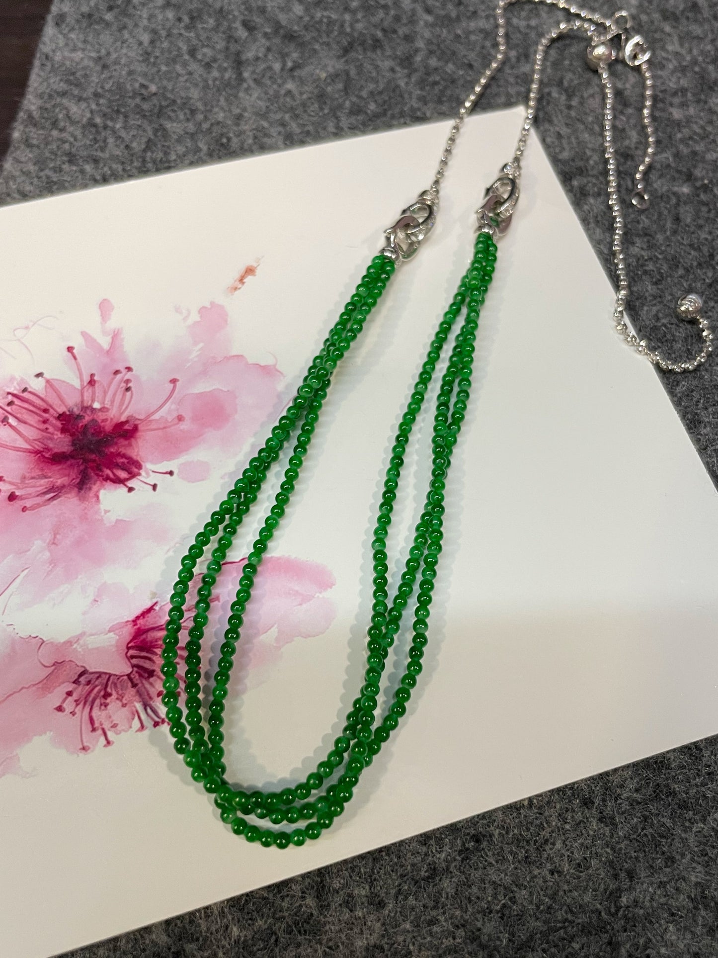 Green Jade Necklace / Bracelet - Round Beads (NJN038)