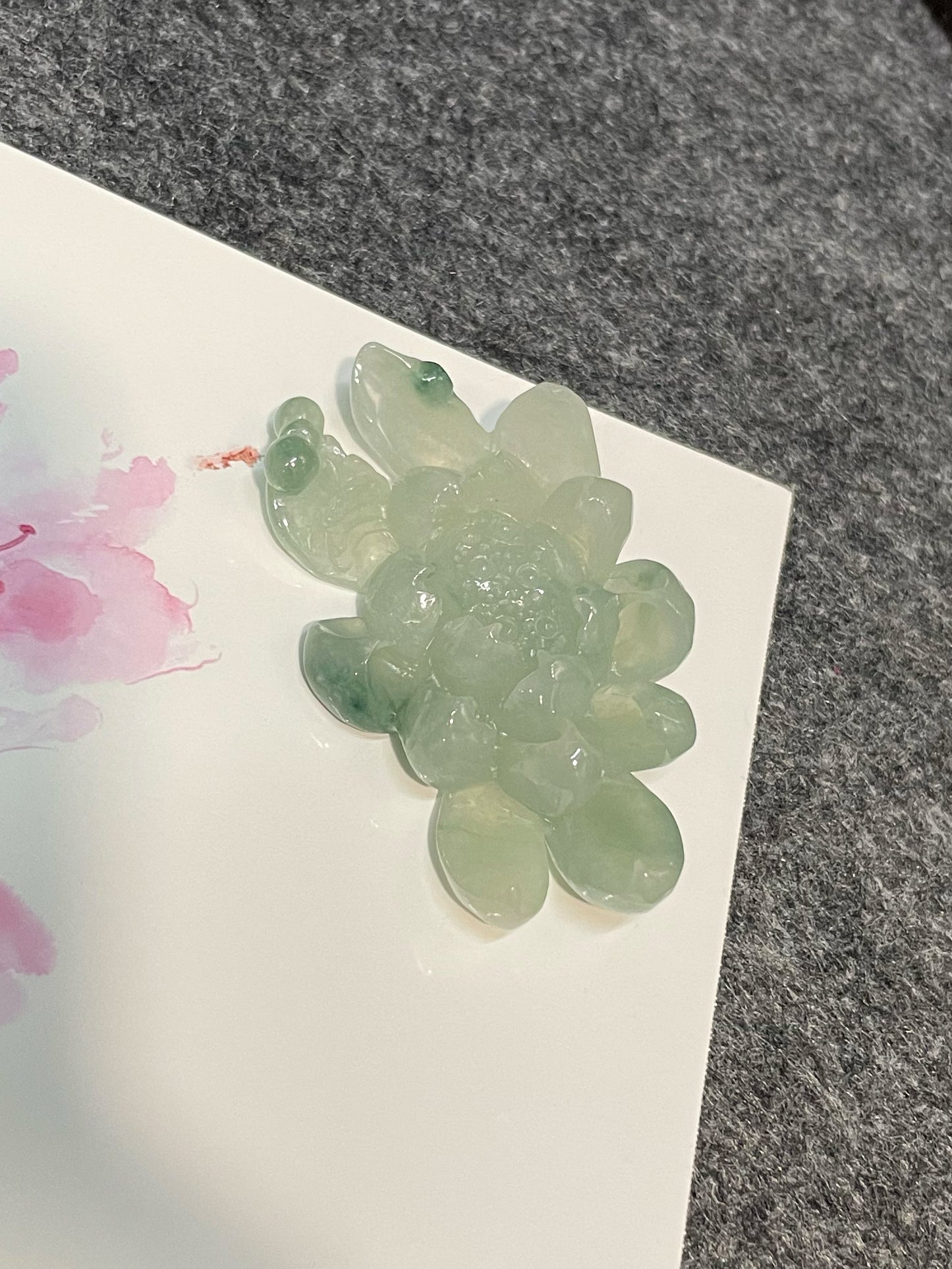 Jadeite Ornament - Lotus Carving (NJO001)