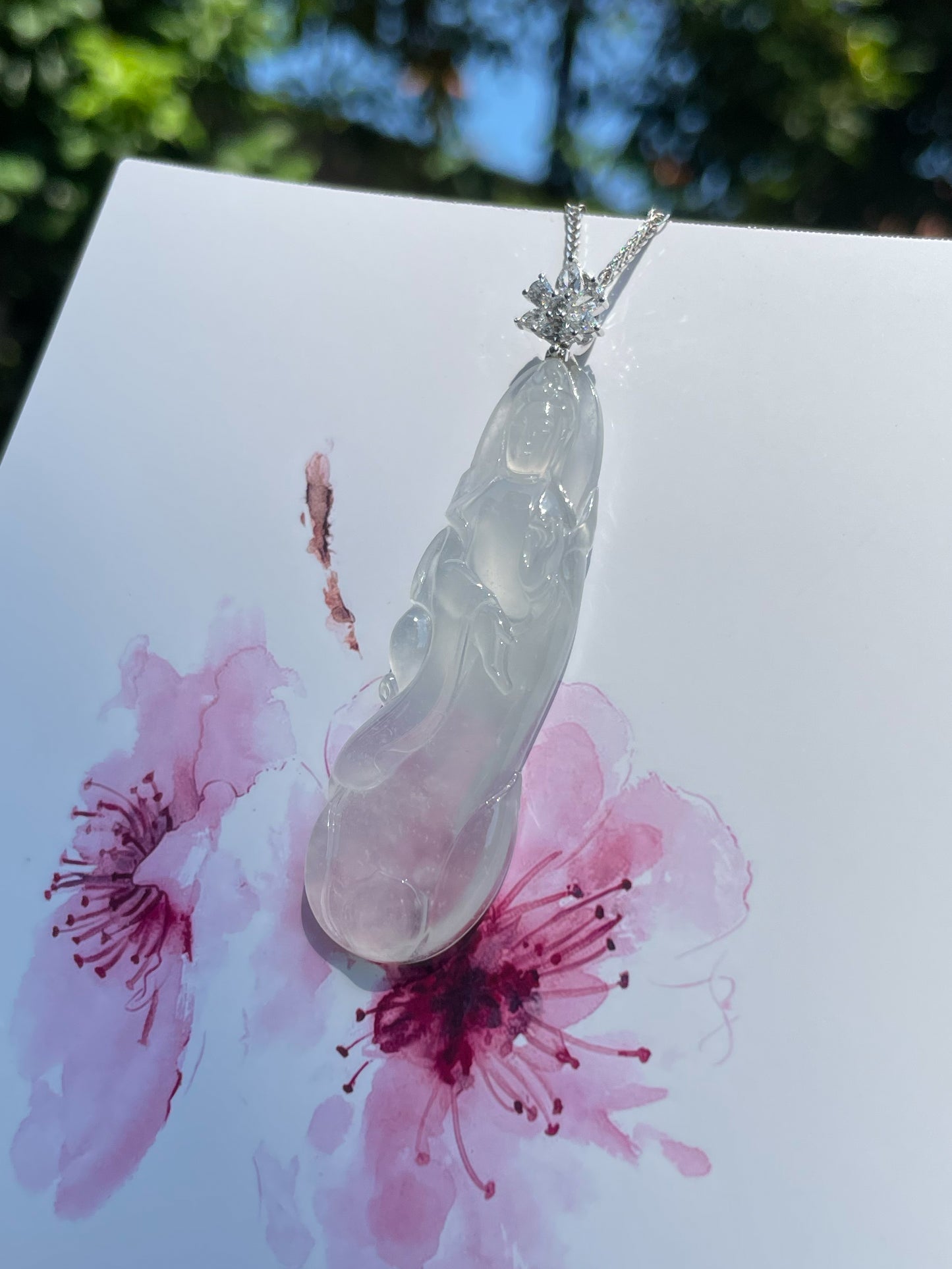 Glassy Jadeite Pendant - Guan Yin 观音 (NJP013)