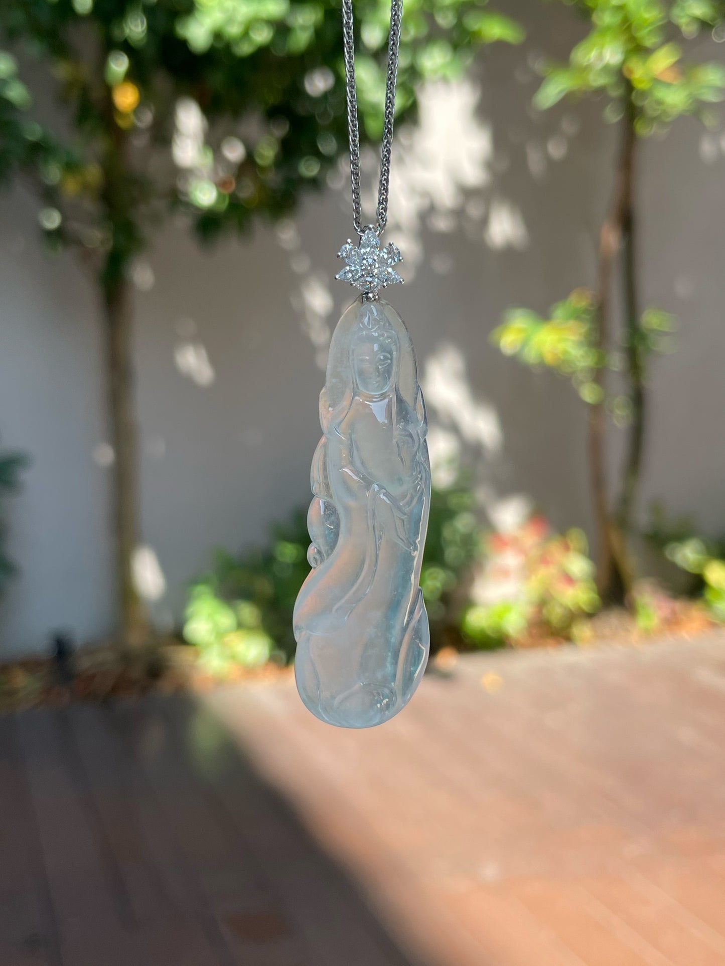 Glassy Jadeite Pendant - Guan Yin 观音 (NJP013)