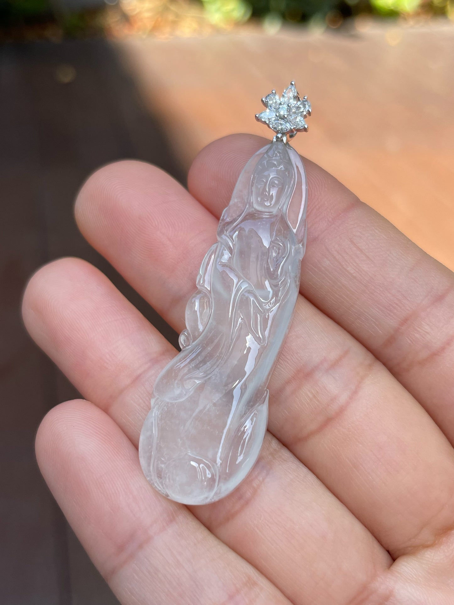 Glassy Jadeite Pendant - Guan Yin 观音 (NJP013)