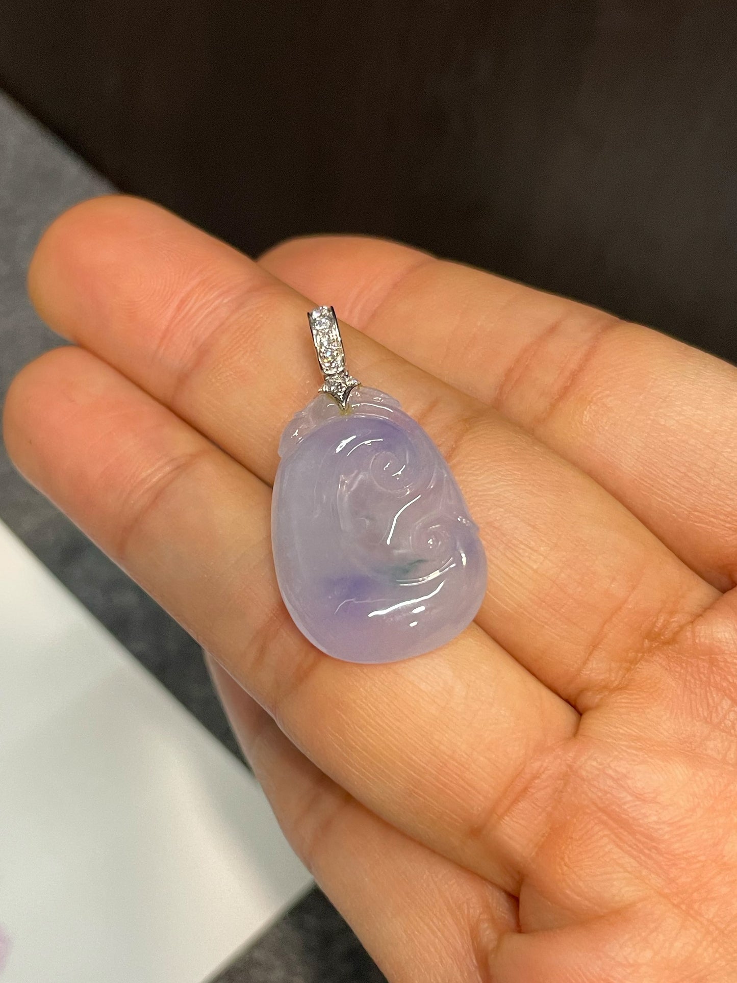 Violet Jadeite Pendant - Ruyi (NJP017)
