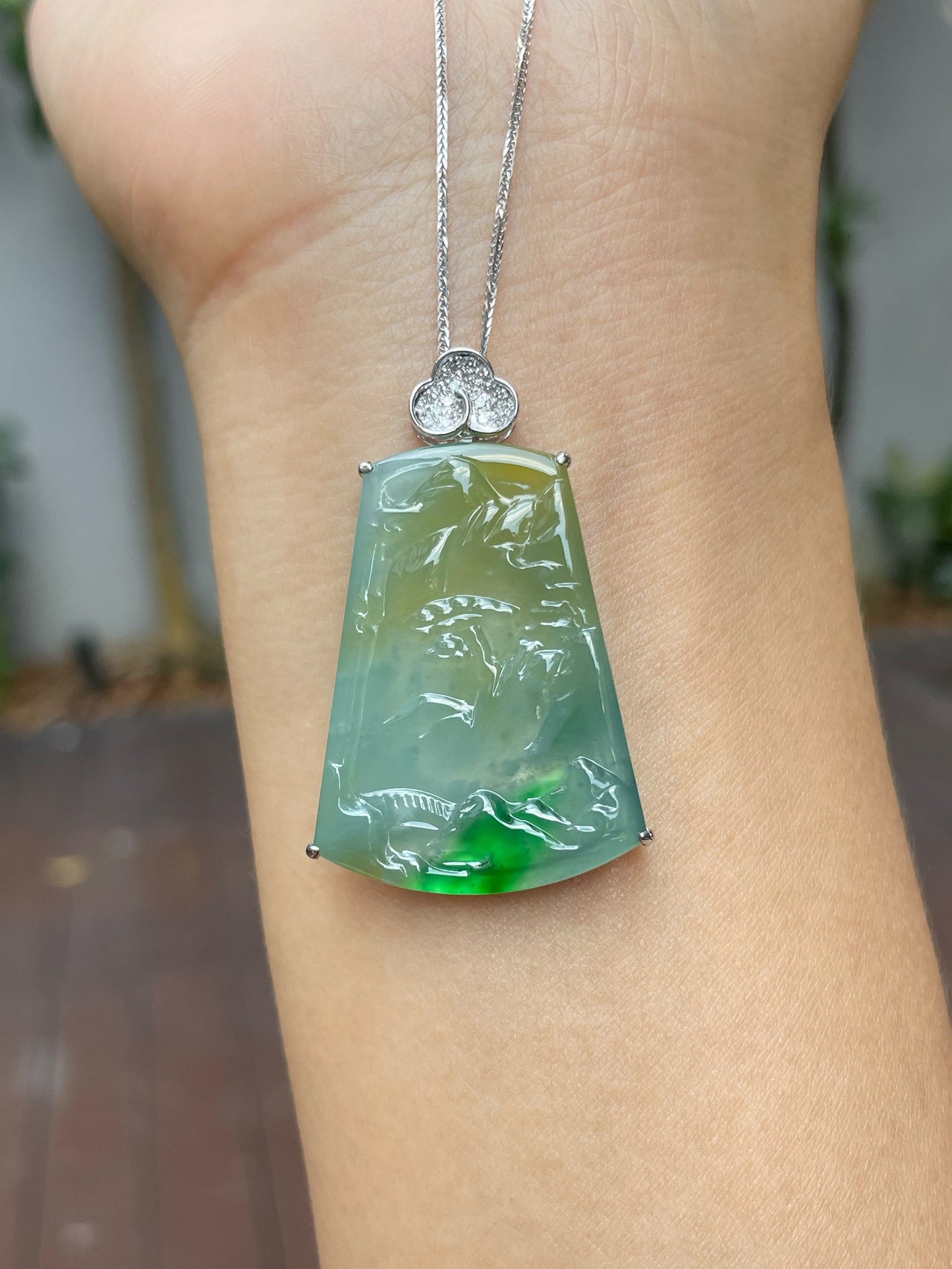 Three Colours Jade Pendant - Scenery (NJP060)